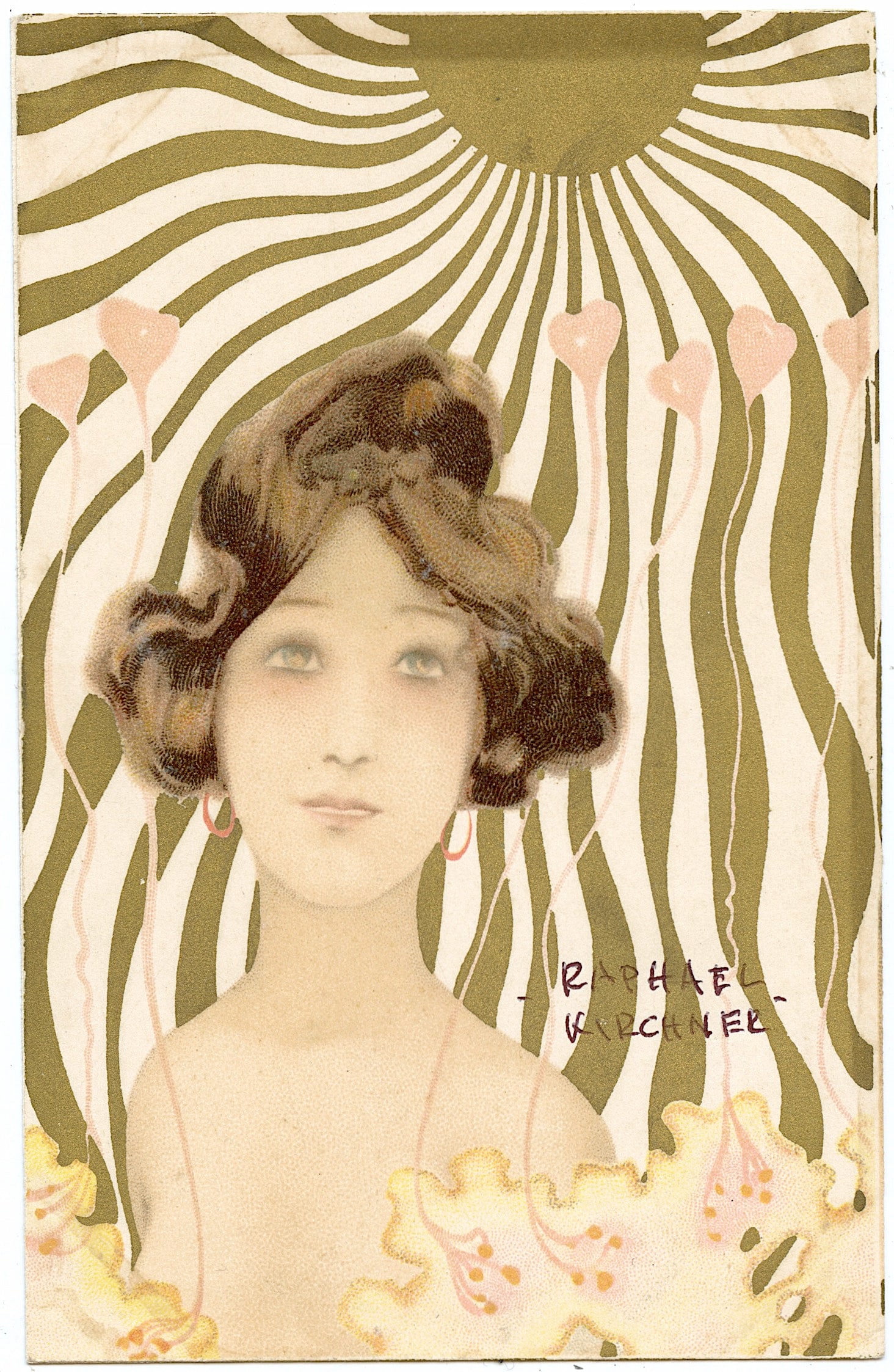 Vintage Original Postcard RAPHAEL KIRCHNER Nouveau: The dimensions of an antique postcard are Approx. 5.5"x 3.5" (small variances can occur).