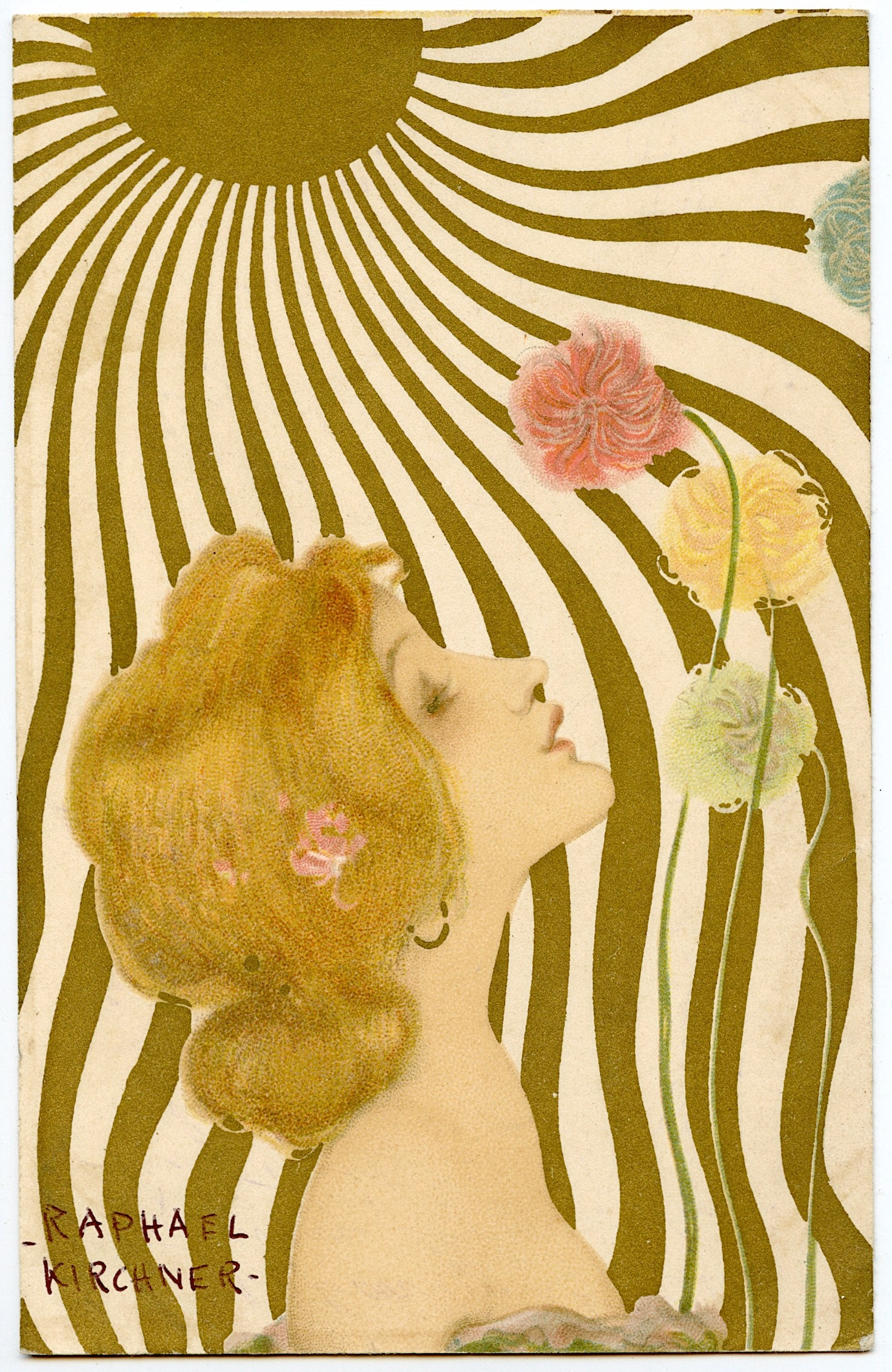 Vintage Original Postcard RAPHAEL KIRCHNER Nouveau: The dimensions of an antique postcard are Approx. 5.5"x 3.5" (small variances can occur).
