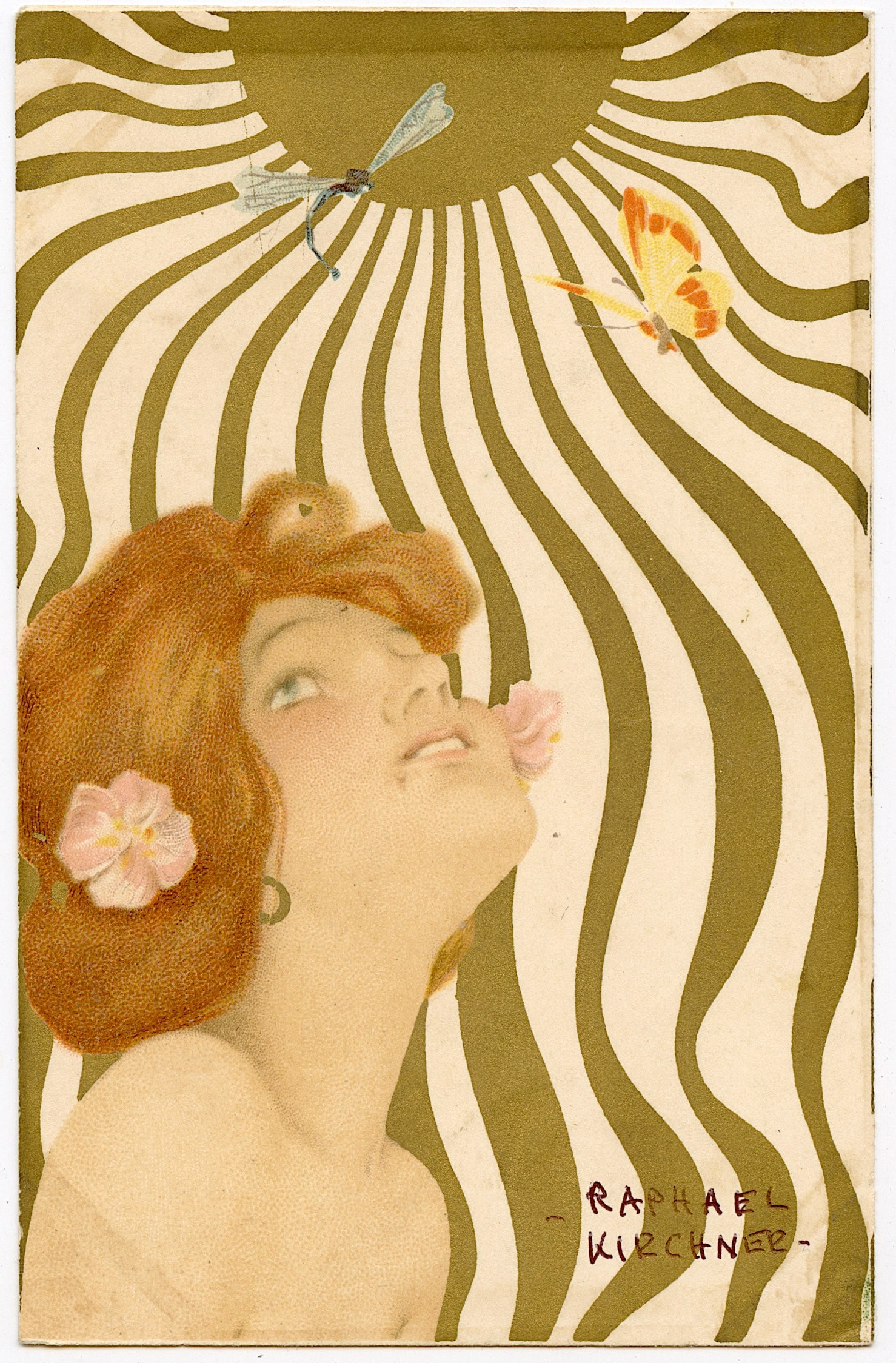 Vintage Original Postcard RAPHAEL KIRCHNER Nouveau: The dimensions of an antique postcard are Approx. 5.5"x 3.5" (small variances can occur).