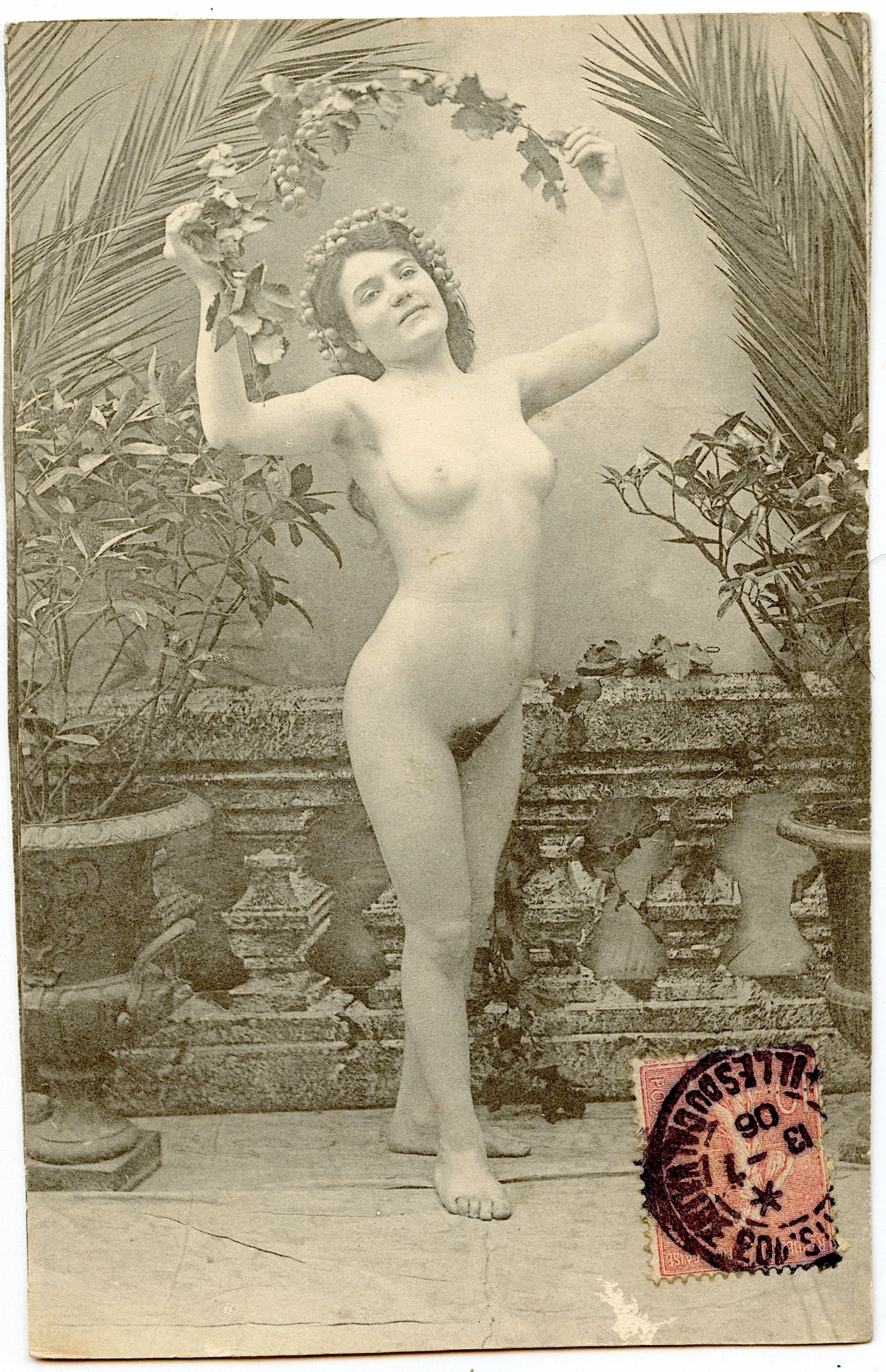 Vintage Original Postcard French Nude Female: The dimensions of an antique postcard are Approx. 5.5"x 3.5" (small variances can occur).