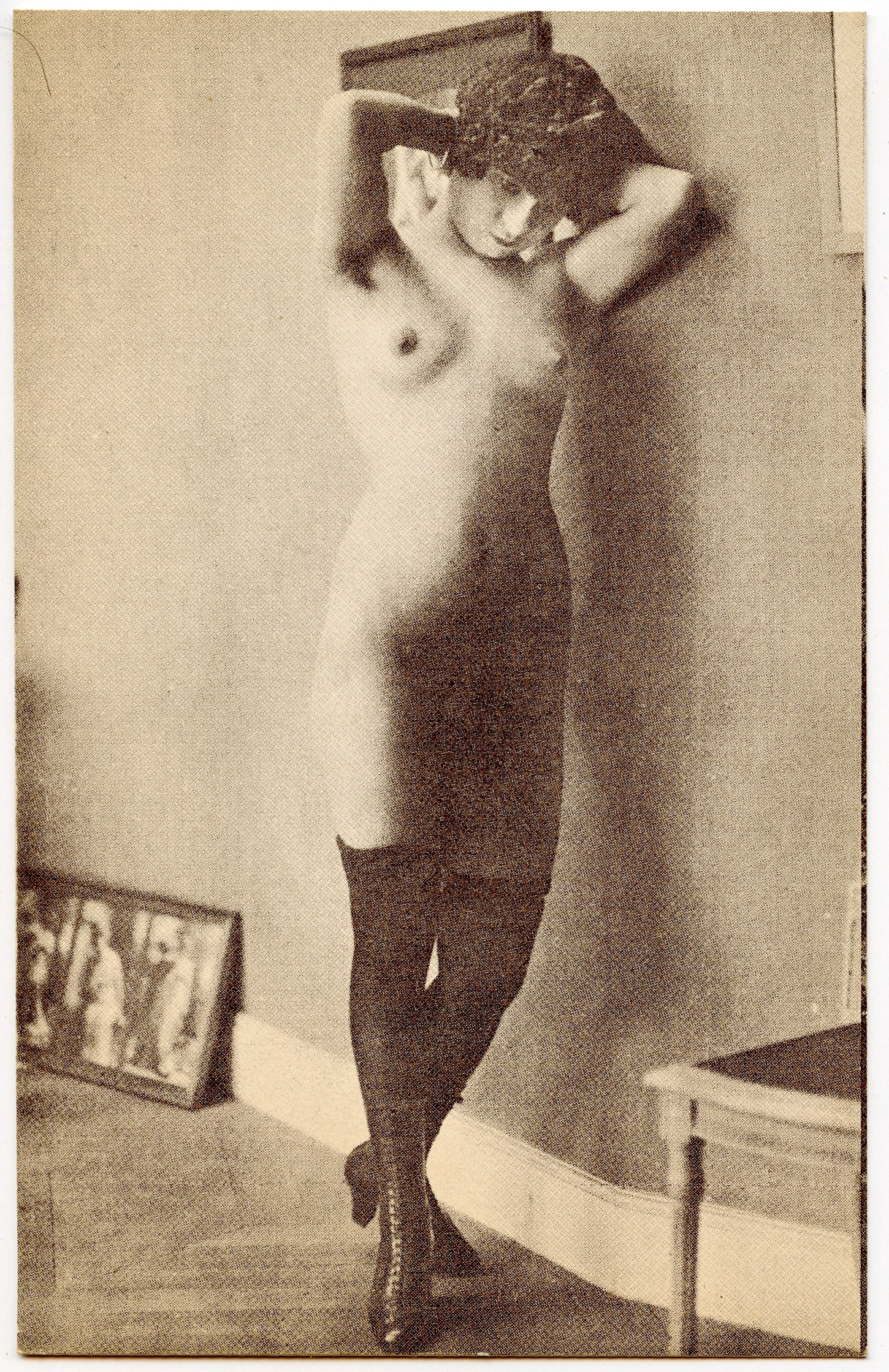 Vintage Original Postcard French Nude Female: The dimensions of an antique postcard are Approx. 5.5"x 3.5" (small variances can occur).