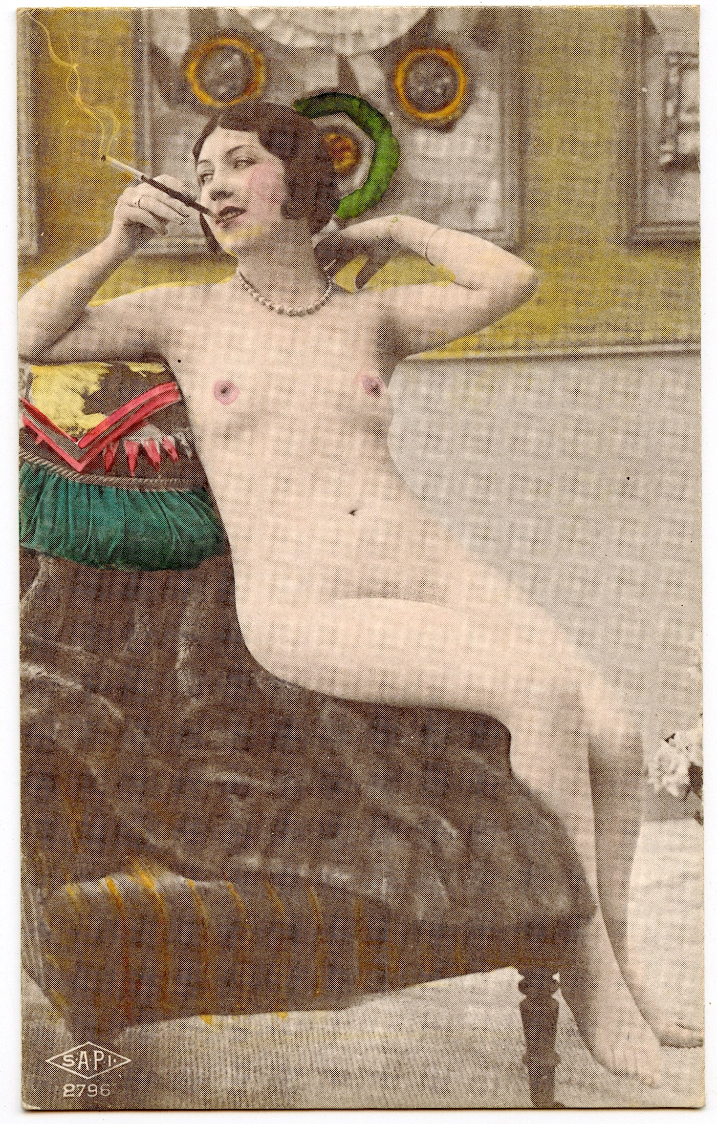 Vintage Original Postcard French Nude Female: The dimensions of an antique postcard are Approx. 5.5"x 3.5" (small variances can occur).