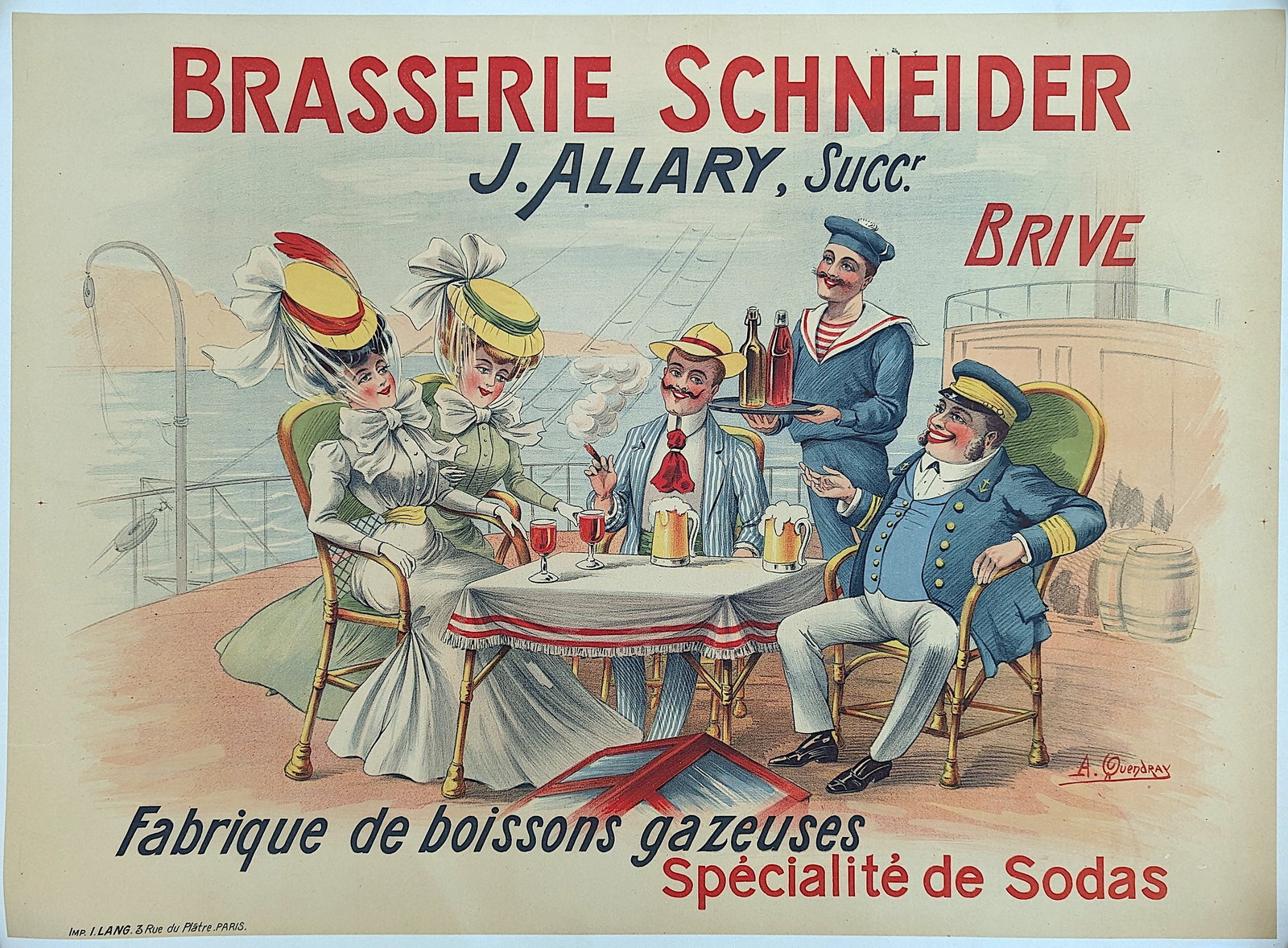 Authentic Poster BRASSERIE SCHNEIDER, Ca. 1900 (1 of 4)
