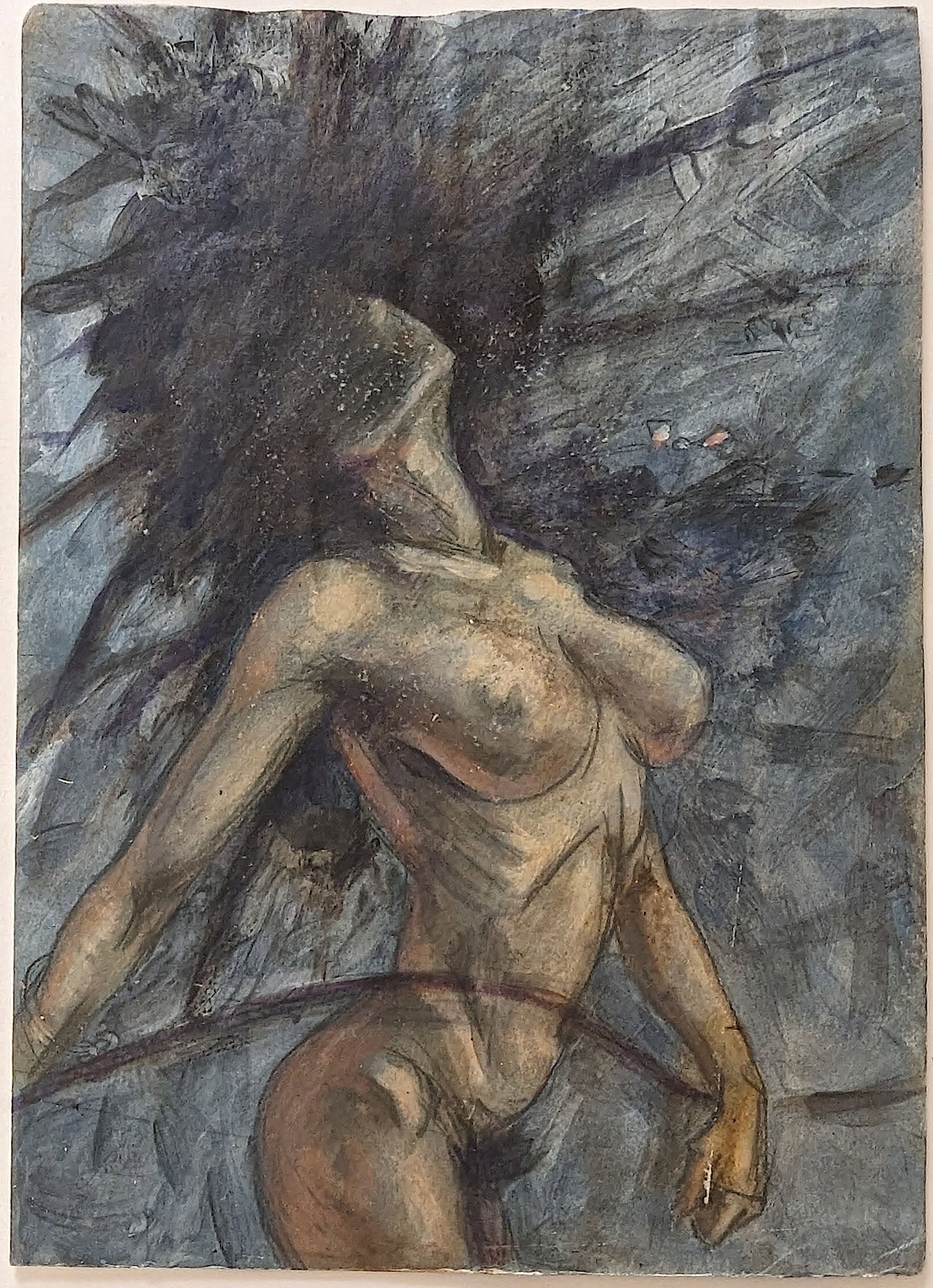 Vintage Watercolor Drawing Painting with Nude Female: This item has been discovered as part of inheritances or collections. Our prices are determined based on factors such as the lack of authorship documentation, sometimes being unsigned, and lack of exp