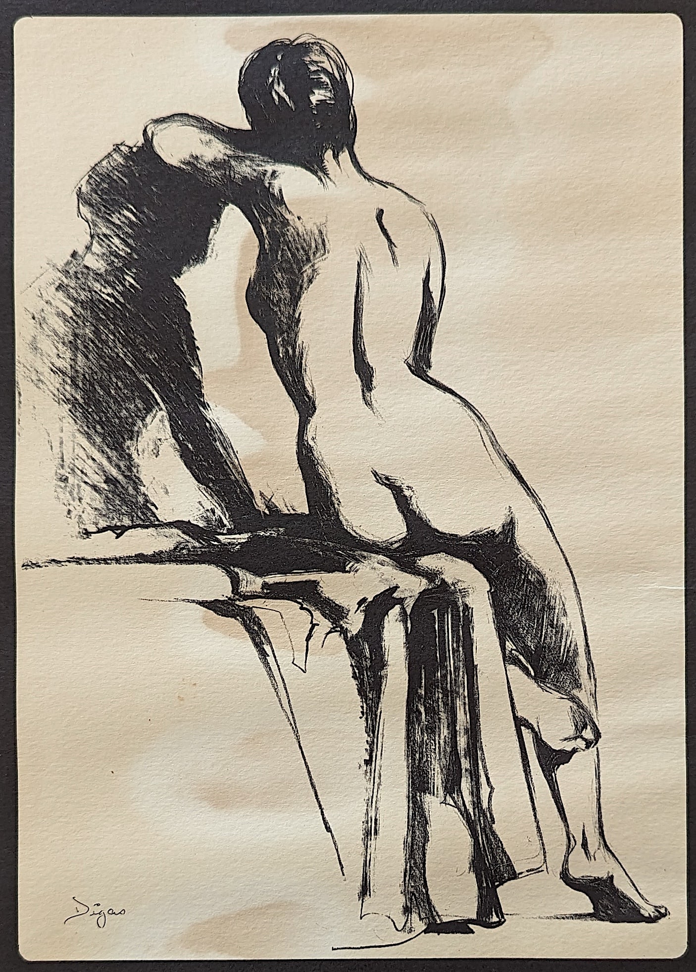 Vintage Lithograph Artistic Nude by DEGAS: This item has been discovered as part of inheritances or collections. Our prices are determined based on factors such as the lack of authorship documentation, sometimes being unsigned, and lack of exp