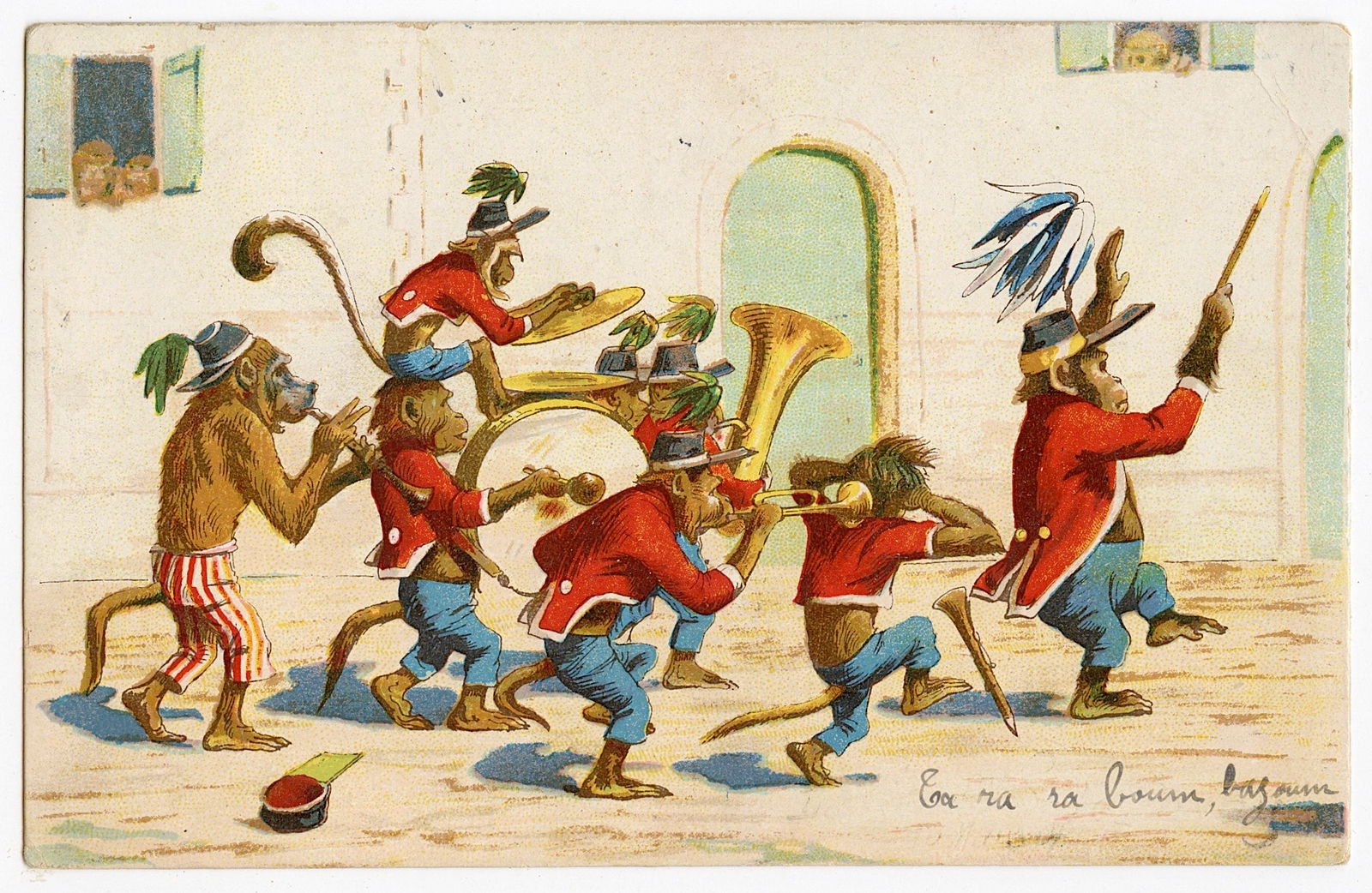 Antique Rare Postcard Monkeys Illustration (1 of 2)