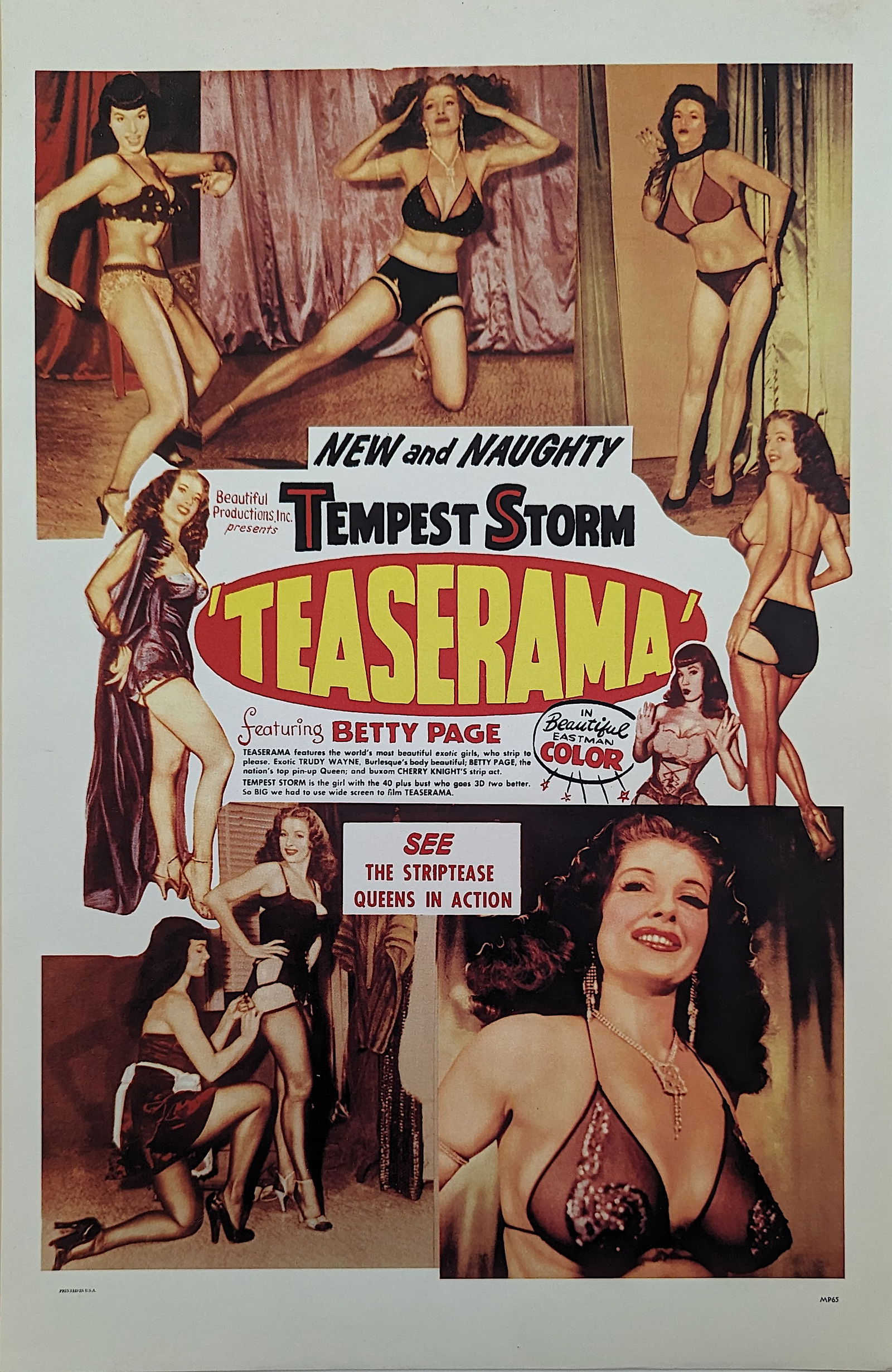 Vintage Rare Poster TEASERAMA with BETTY PAGE 17" x 11" (1 of 1)