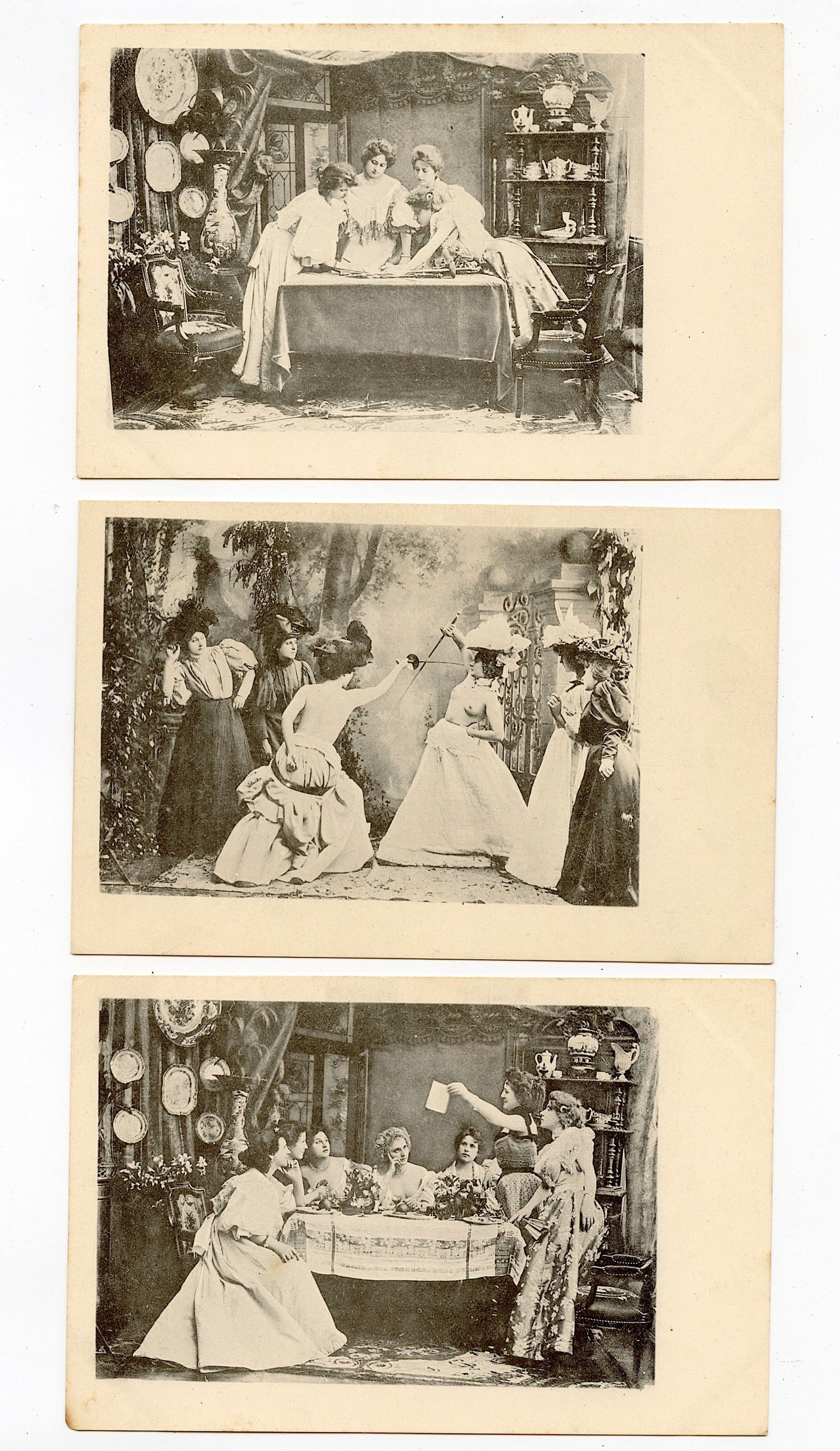 Antique Vintage Rare Set 3 Postcards Erotic Females: The dimensions of an antique postcard are Approx. 5.5"x 3.5" (small variances can occur).