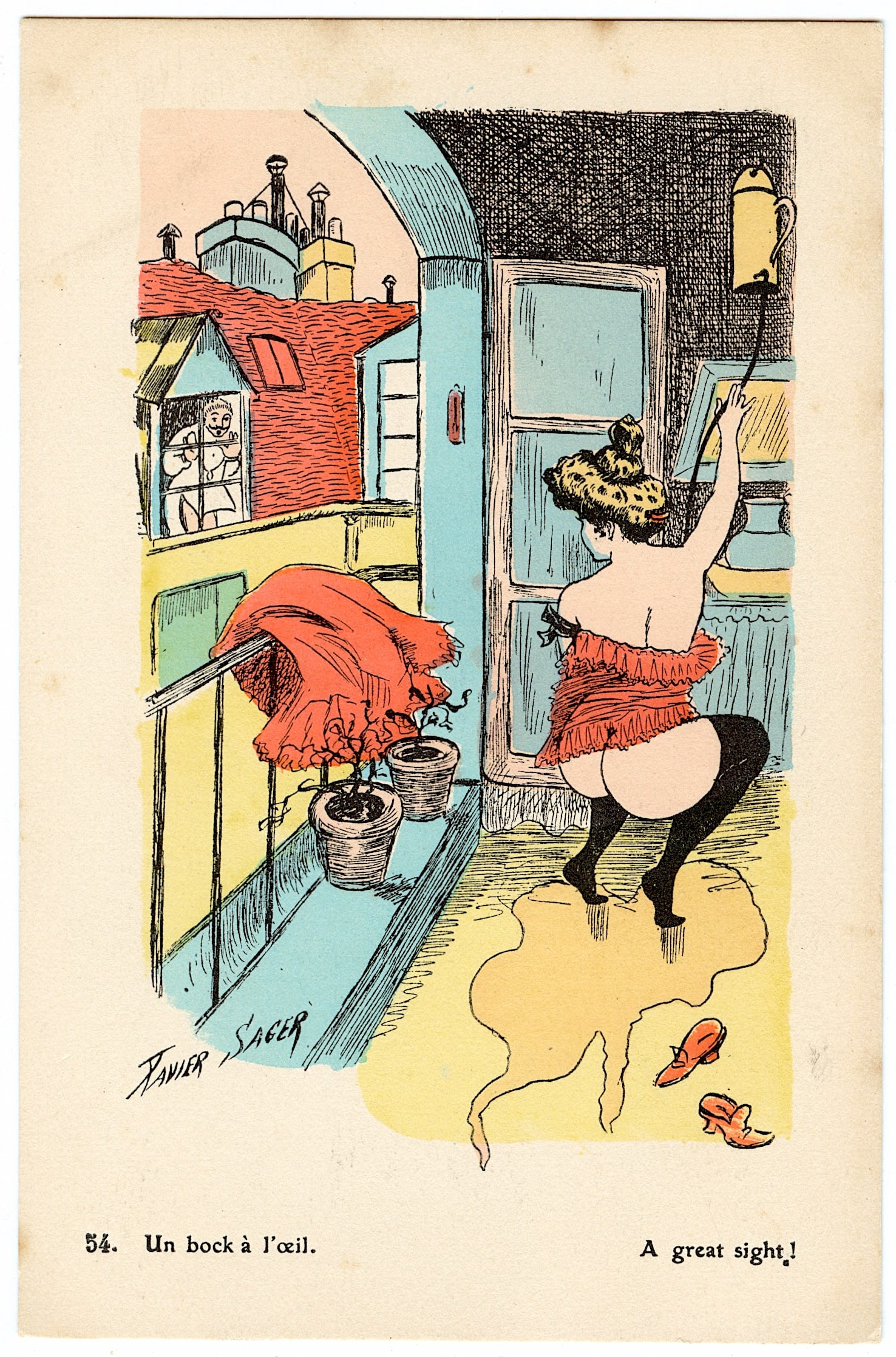 Vintage Rare Illustration Postcard Erotic XAVIER SAGER: The dimensions of an antique postcard are Approx. 5.5"x 3.5" (small variances can occur).