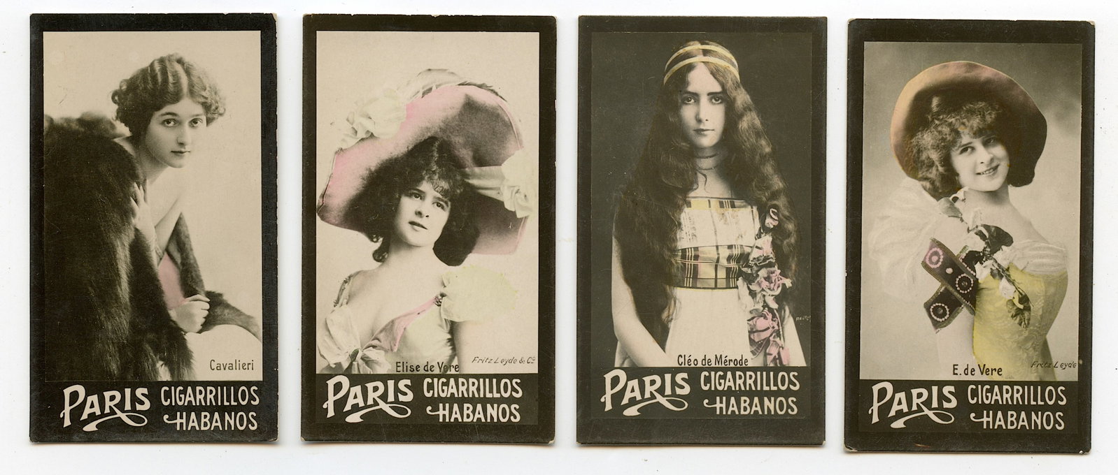 Antique Set 4 Real Photos Actress Paris Cigarrillos Habanos: Antique Set 4 Real Photos Actress Paris Cigarrillos Habanos. Provenance from the estate of a serious Belgium Collector in Manhattan N.Y.. This lot is located in Boca Raton, Fl and its shipment will be