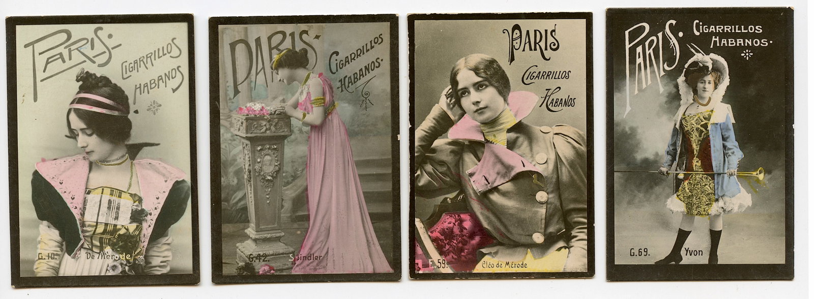 Antique Set 4 Real Photos Actress Paris Cigarrillos Habanos: Antique Set 4 Real Photos Actress Paris Cigarrillos Habanos. Provenance from the estate of a serious Belgium Collector in Manhattan N.Y.. This lot is located in Boca Raton, Fl and its shipment will be