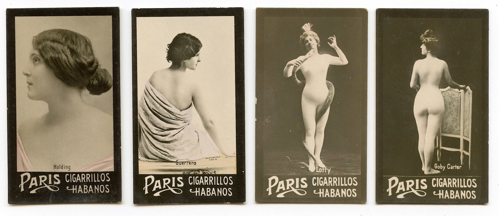 Antique Set 4 Real Photos Actress Paris Cigarrillos Habanos: Antique Set 4 Real Photos Actress Paris Cigarrillos Habanos. Provenance from the estate of a serious Belgium Collector in Manhattan N.Y.. This lot is located in Boca Raton, Fl and its shipment will be