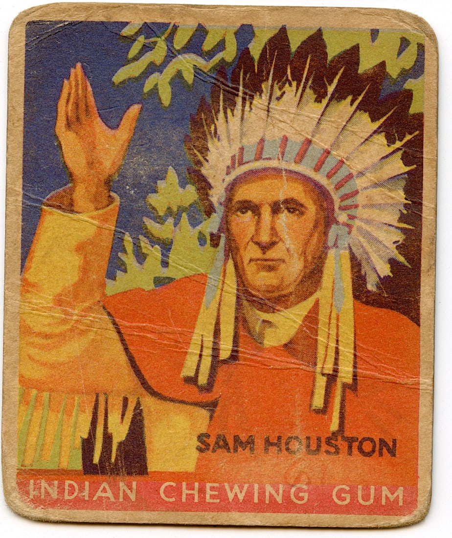 1933 Goudey Indian Gum No. 61: Sam Houston. We have included many images to show it's actual condition. This lot is located in Boca Raton, Fl and its shipment will be made directly by Artelisted. Shipping insurance is the responsib