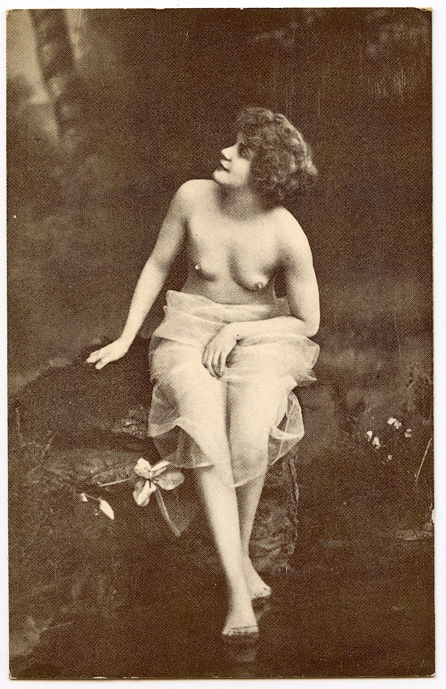 Vintage Original Gravure Postcard French Nude Female: The dimensions of an antique postcard are Approx. 5.5"x 3.5" (small variances can occur).