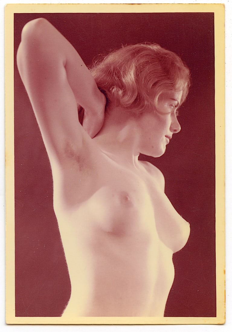 Vintage Artistic Nude Female Photograph 1940s / 50s: This item is coming from the estate of a private collector in LA, California. The dimensions are Approx. 4" x 2.85". ABOUT THIS ARTWORK: Oil on canvas panel with dimensions Approx. 8" x 6". Signed. We