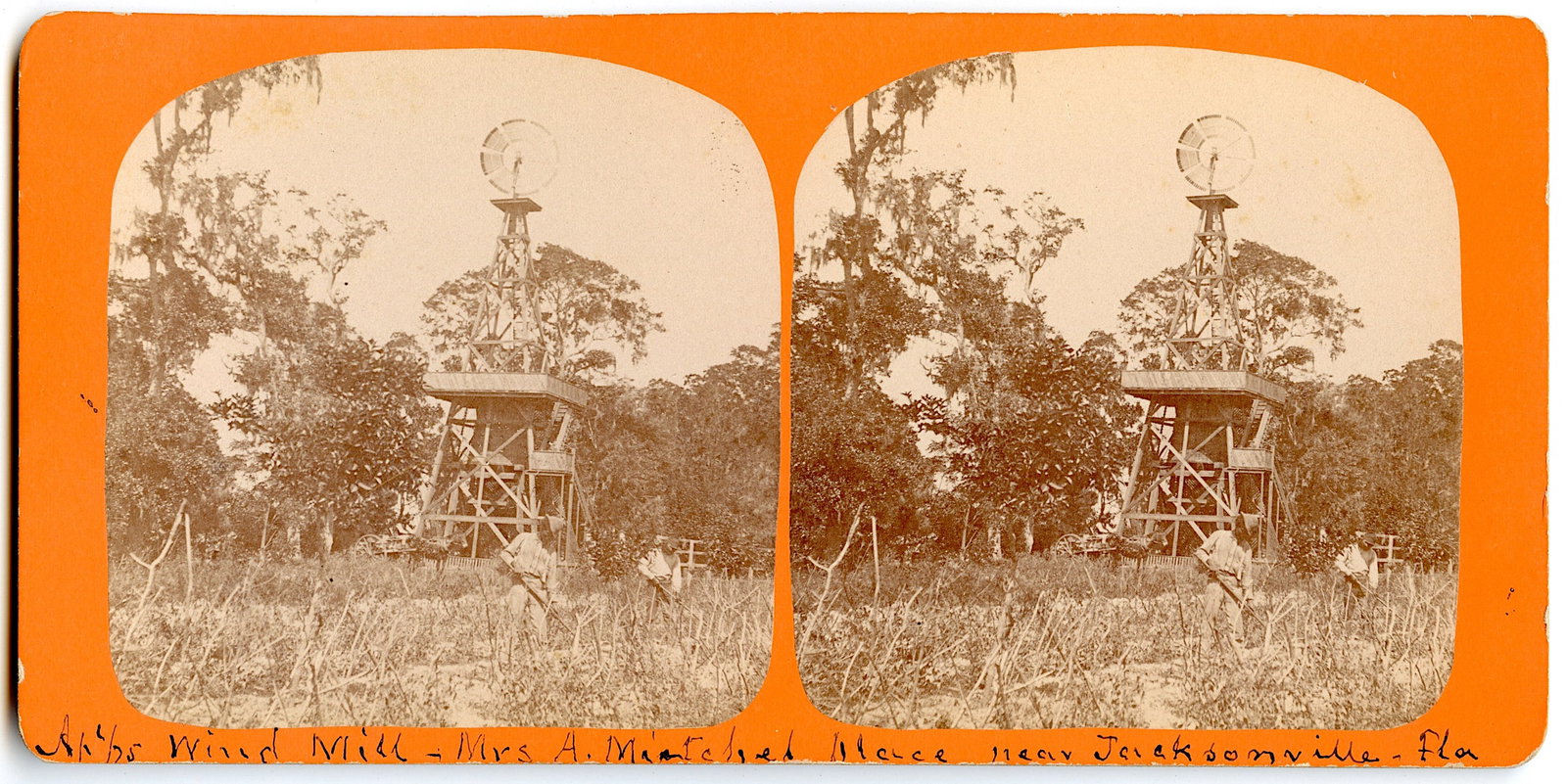 Antique Real Photo Stereoview Windmill Jacksonville: This stereoviews is original from the epoch . The stereoviews we are offering come mainly from collectors in the U.S.A. and constitute wonderful testimonies of past time that tend to be unique. They h
