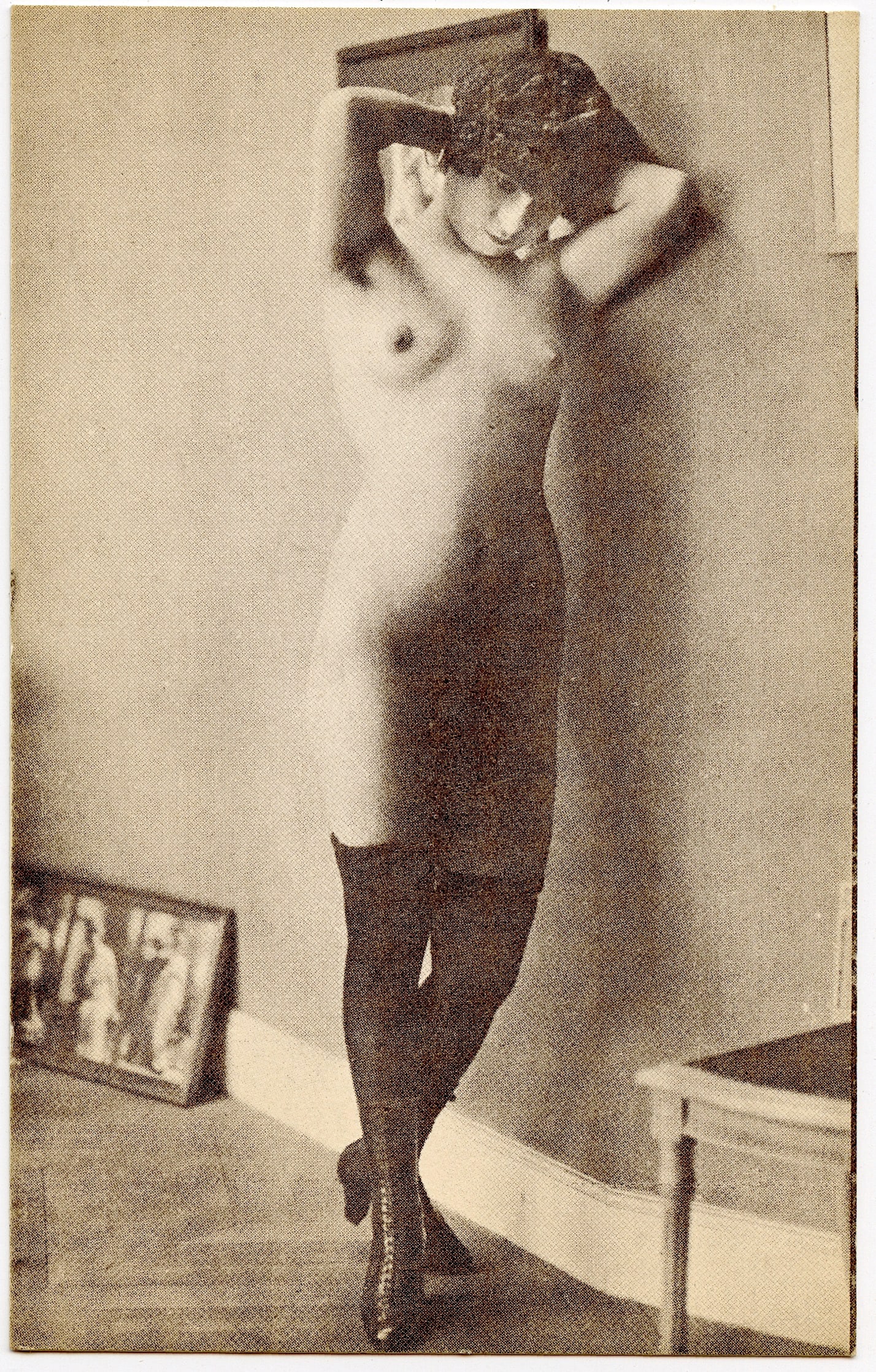 Vintage Original Gravure Postcard French Nude Female: The dimensions of an antique postcard are Approx. 5.5"x 3.5" (small variances can occur). This lot is located in Boca Raton, Fl and its shipment will be made directly by Artelisted. Shipping insurance
