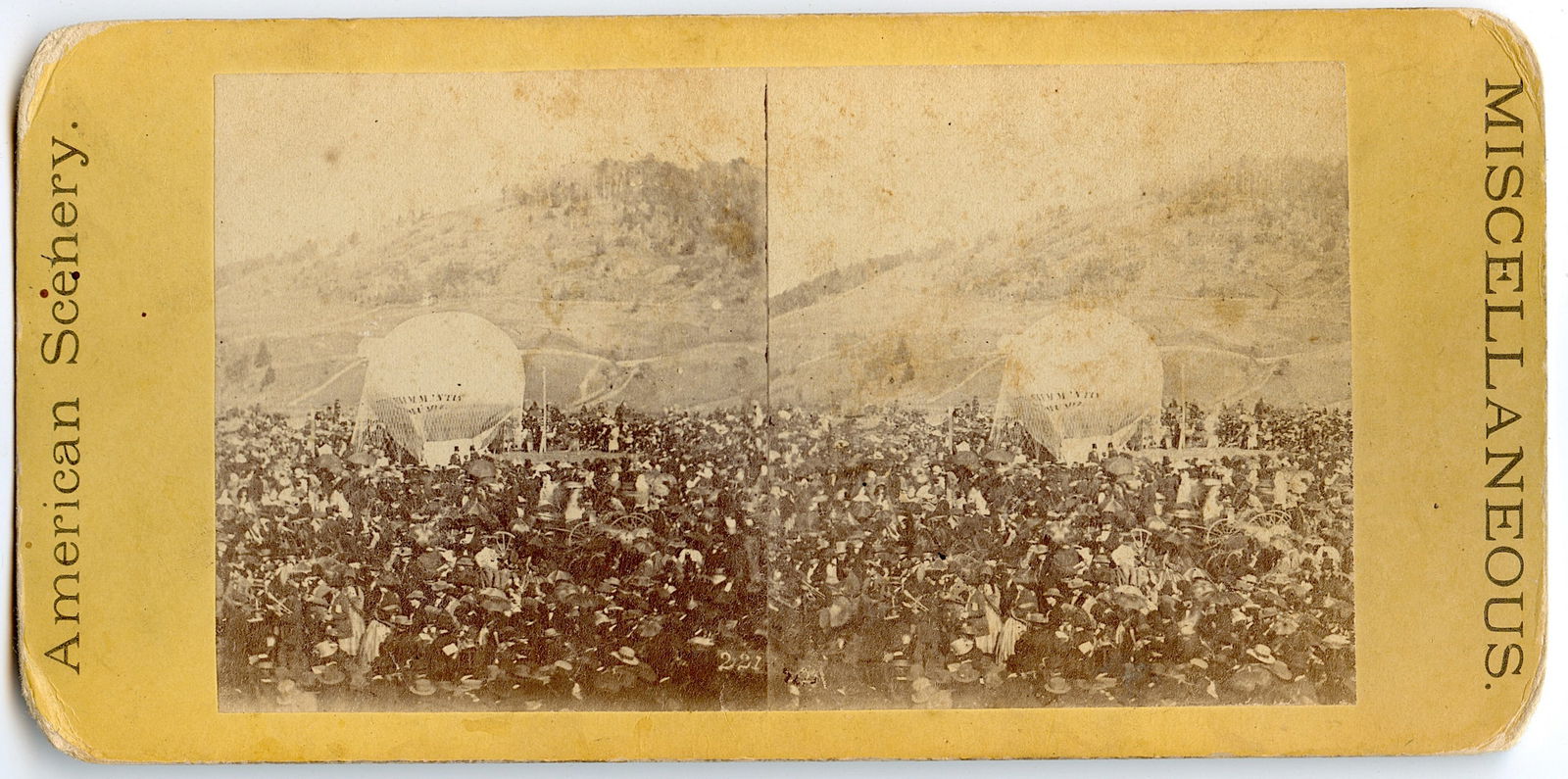 Antique  Real Photo Stereoview Balloon Aviation (1 of 2)