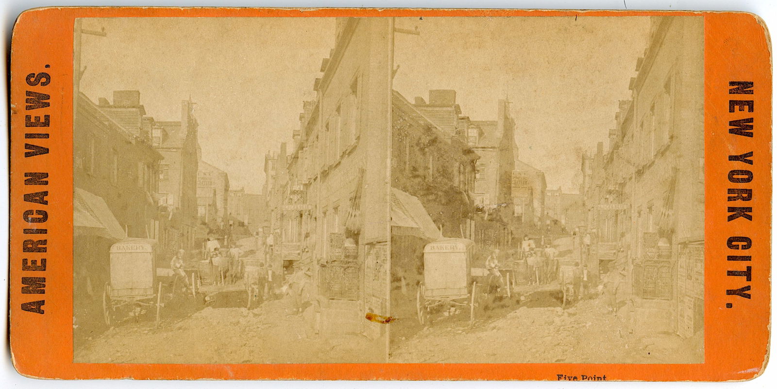 Antique  Real Photo Stereoview Five Poinst New York City (1 of 2)