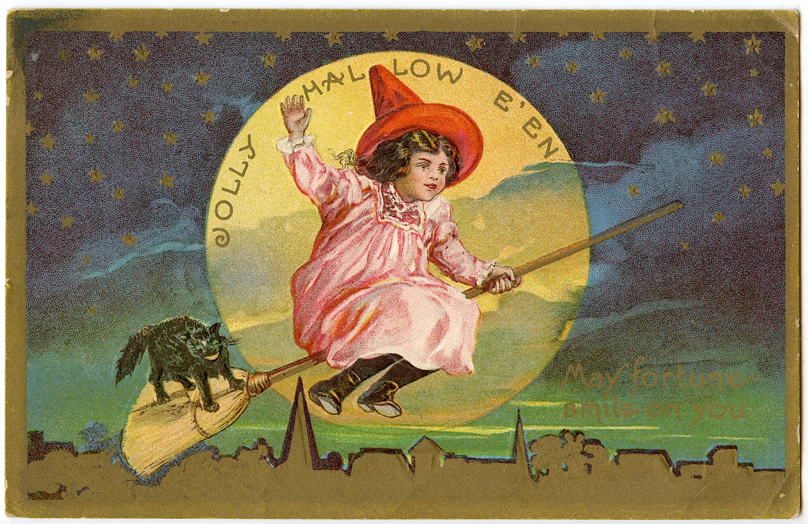 Antique Vintage Original Postcard Halloween: The dimensions of an antique postcard are Approx. 5.5"x 3.5" (small variances can occur). This lot is located in Boca Raton, Fl and its shipment will be made directly by Artelisted. Shipping insurance