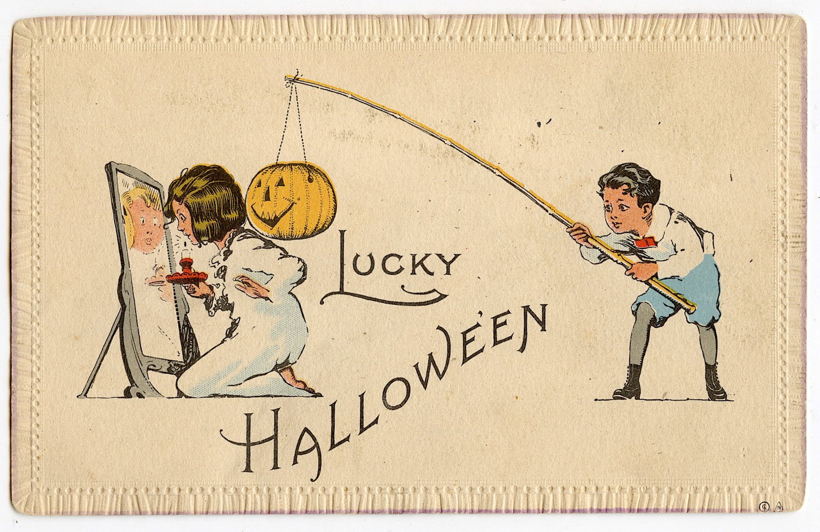 Antique Vintage Original Postcard Halloween: The dimensions of an antique postcard are Approx. 5.5"x 3.5" (small variances can occur). This lot is located in Boca Raton, Fl and its shipment will be made directly by Artelisted. Shipping insurance