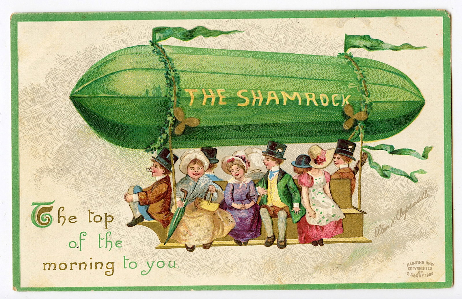 Antique Vintage Original Postcard The Shamrock: The dimensions of an antique postcard are Approx. 5.5"x 3.5" (small variances can occur). This lot is located in Boca Raton, Fl and its shipment will be made directly by Artelisted. Shipping insurance