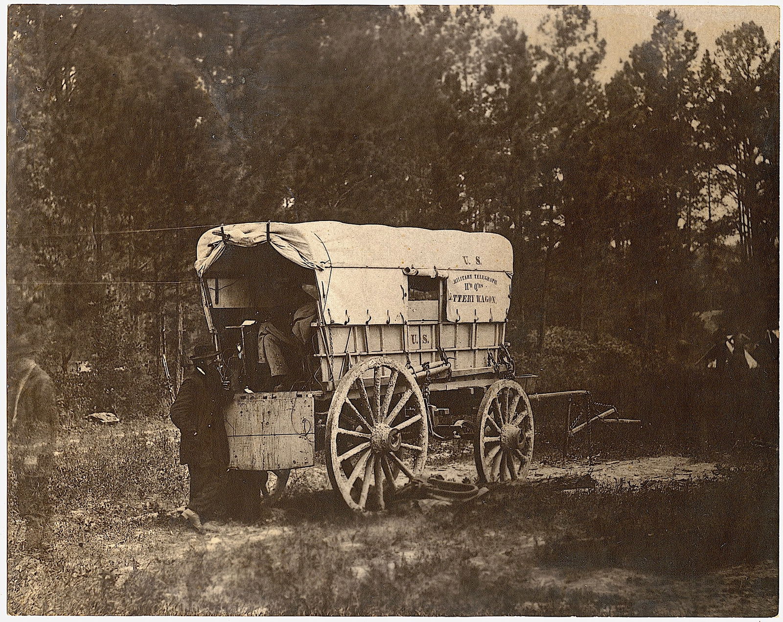 Vintage Rare Photo U. S. Military Telegraph Battery Wagon (1 of 2)