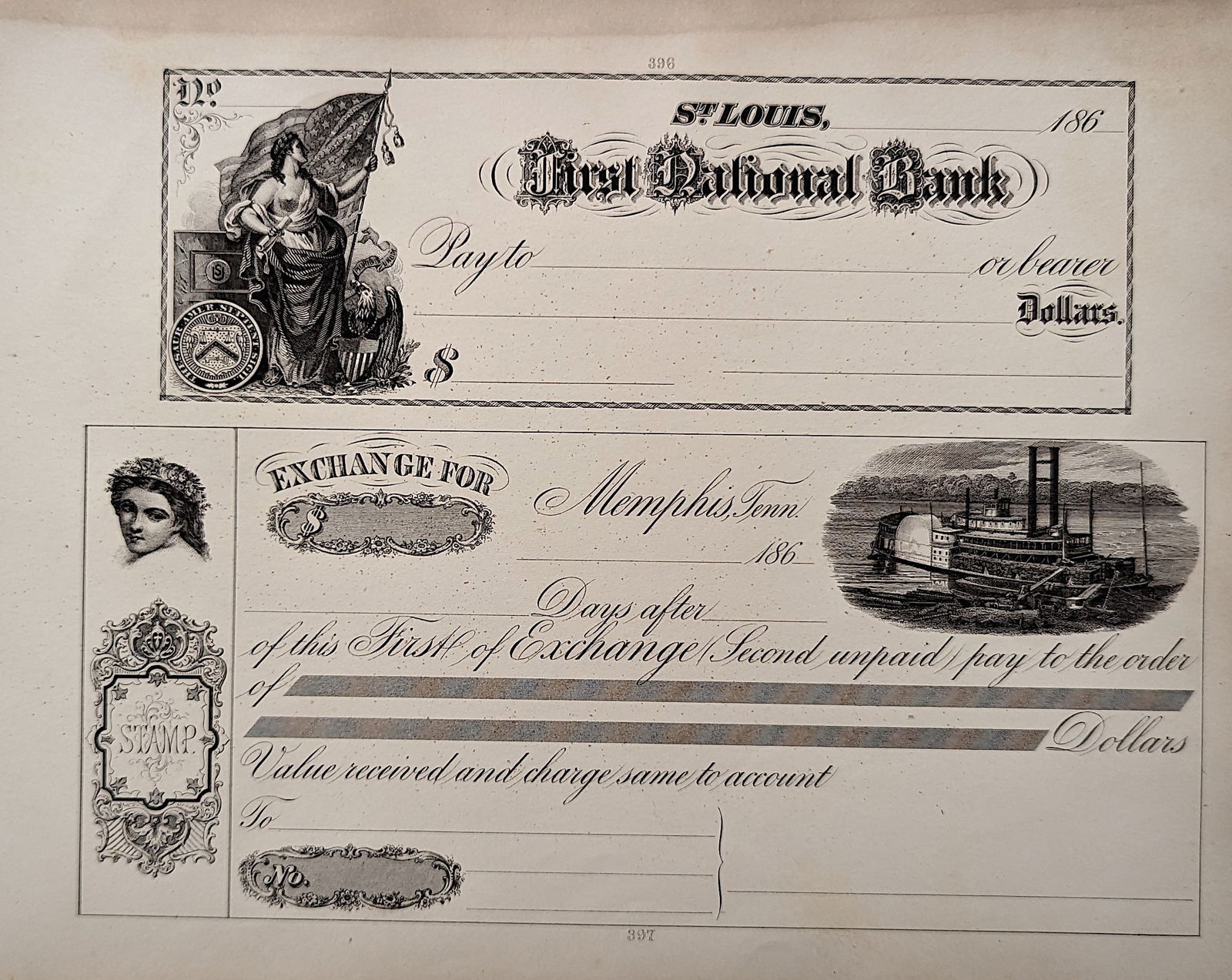 Antique 1860s Bank Note Engraving Specimens Rare!! (1 of 3)