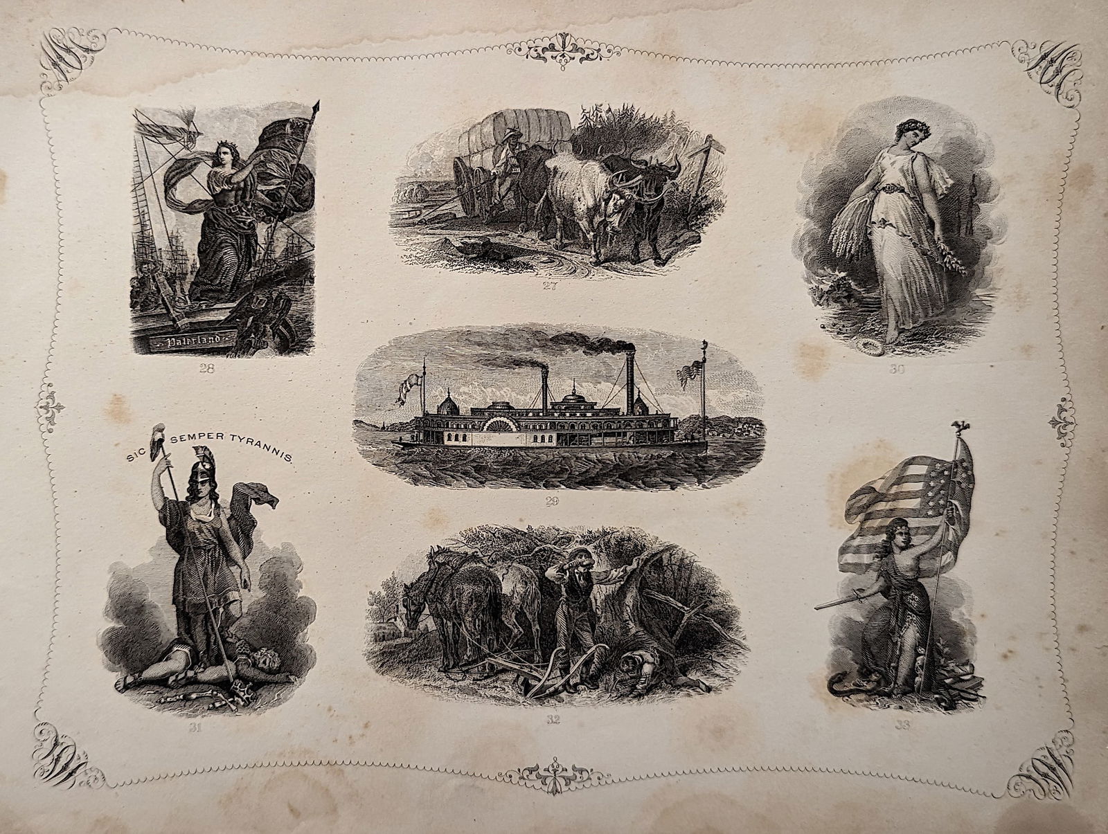 Antique 1860s Bank Note Engraving Specimens Rare!! (1 of 3)