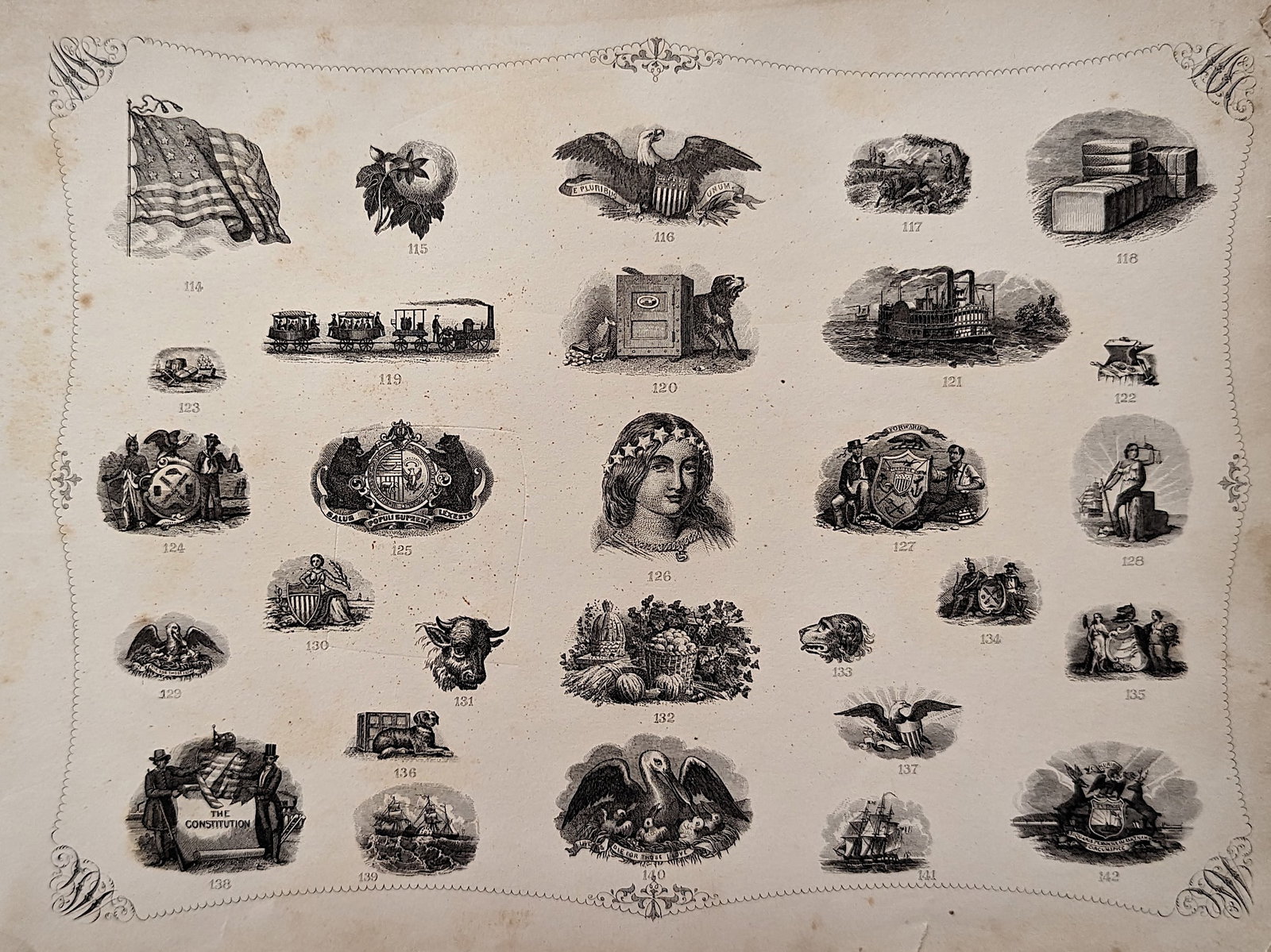 Antique 1860s Bank Note Engraving Specimens Rare!! (1 of 3)