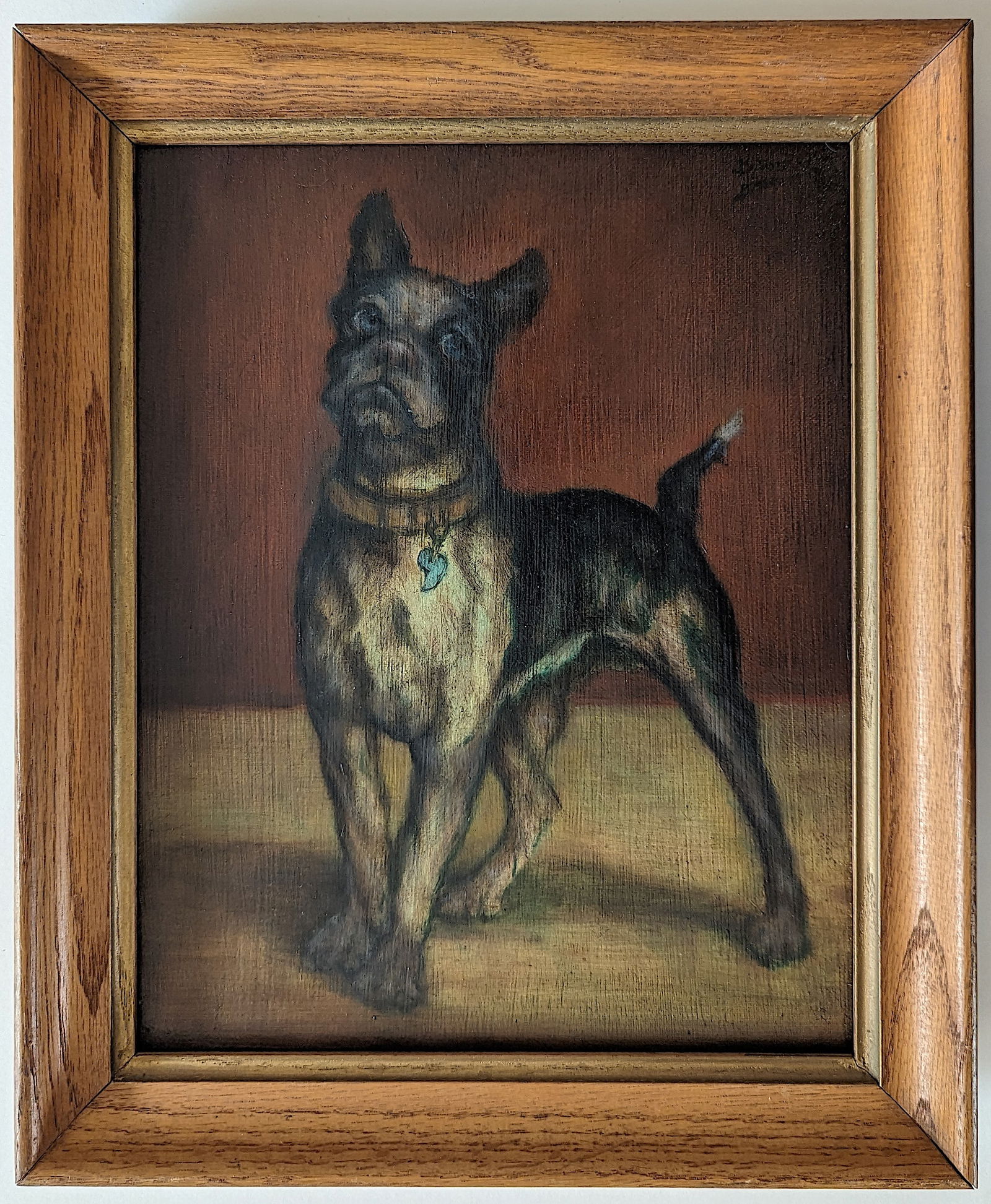 D. RANSI Original Oil on Canvas Dog Portrait 20th. C. (1 of 3)