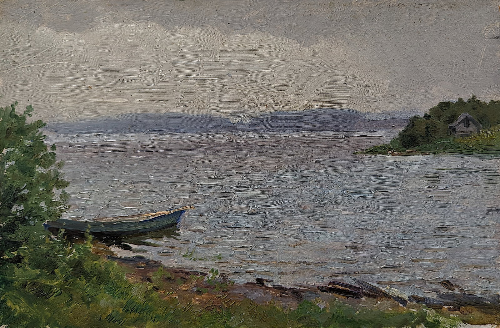 Vintage Russian Plein Air Oil Painting, Signed: Fine Art oil on cardboard by a 20th C. Russian artist. This well done painting is signed. The cardboard dimensions are 9.75" x 14.50". This lot is located in Boca Raton, Fl and its shipment will be ma