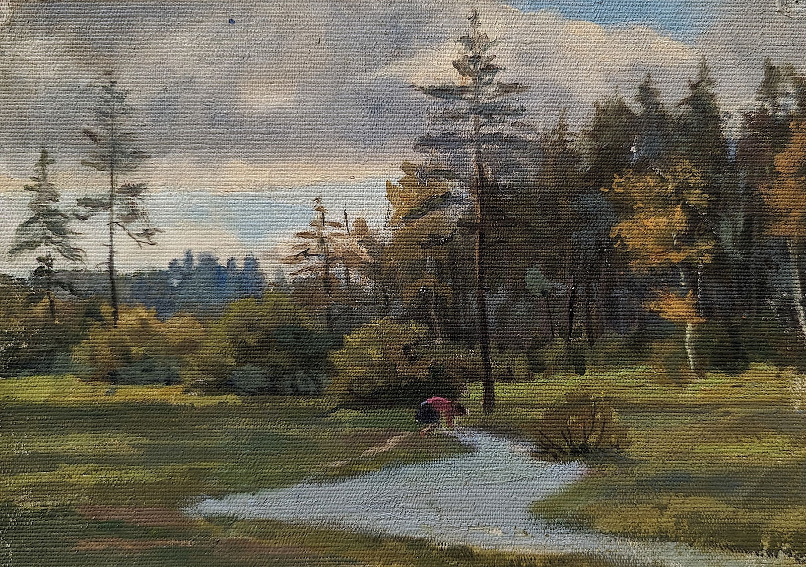 Vintage Russian Plain Air Oil Painting, Signed (1 of 3)
