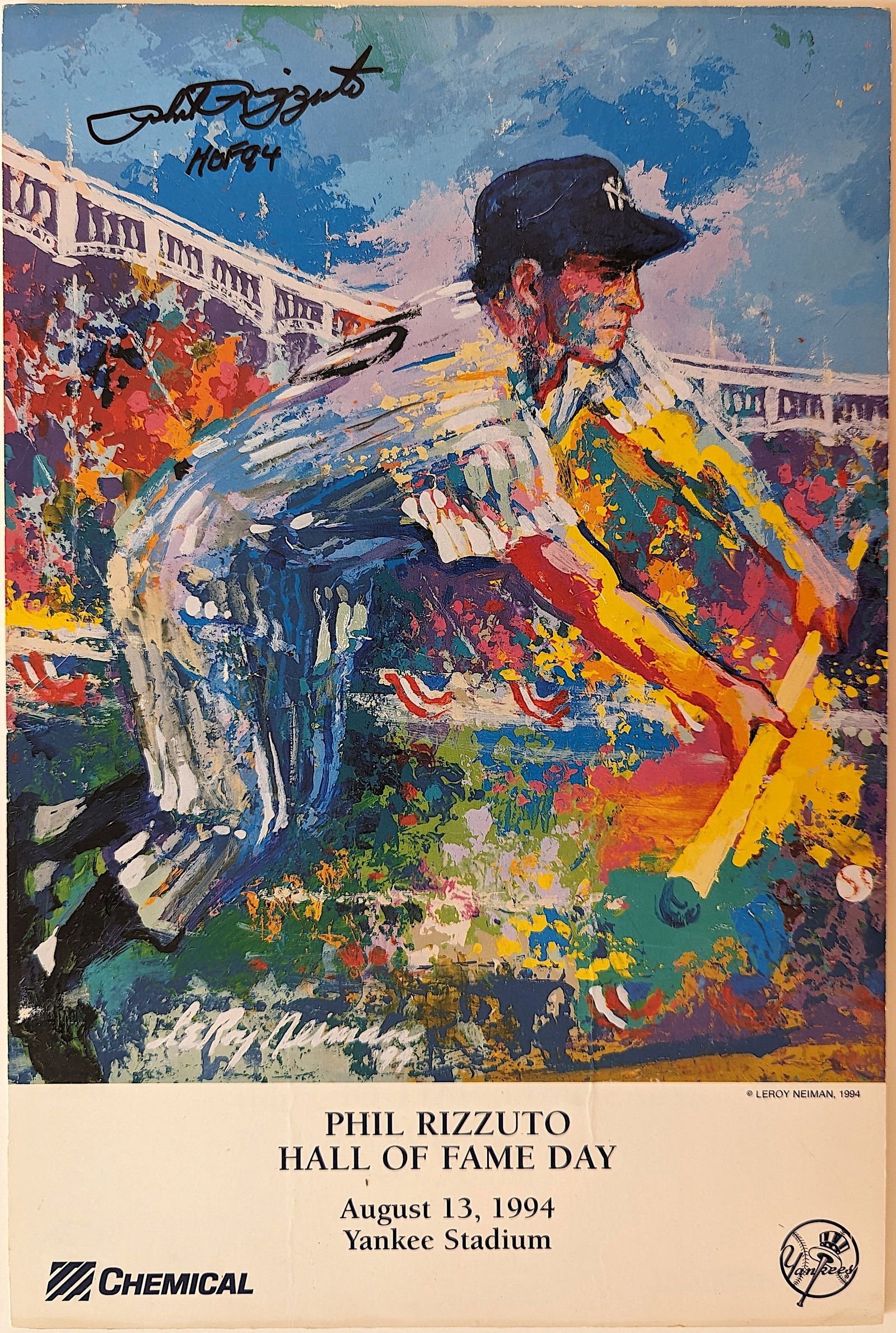 Signed PHIL RIZZUTO Hall Of Fame Day LEROY NEIMAN Art (1 of 3)
