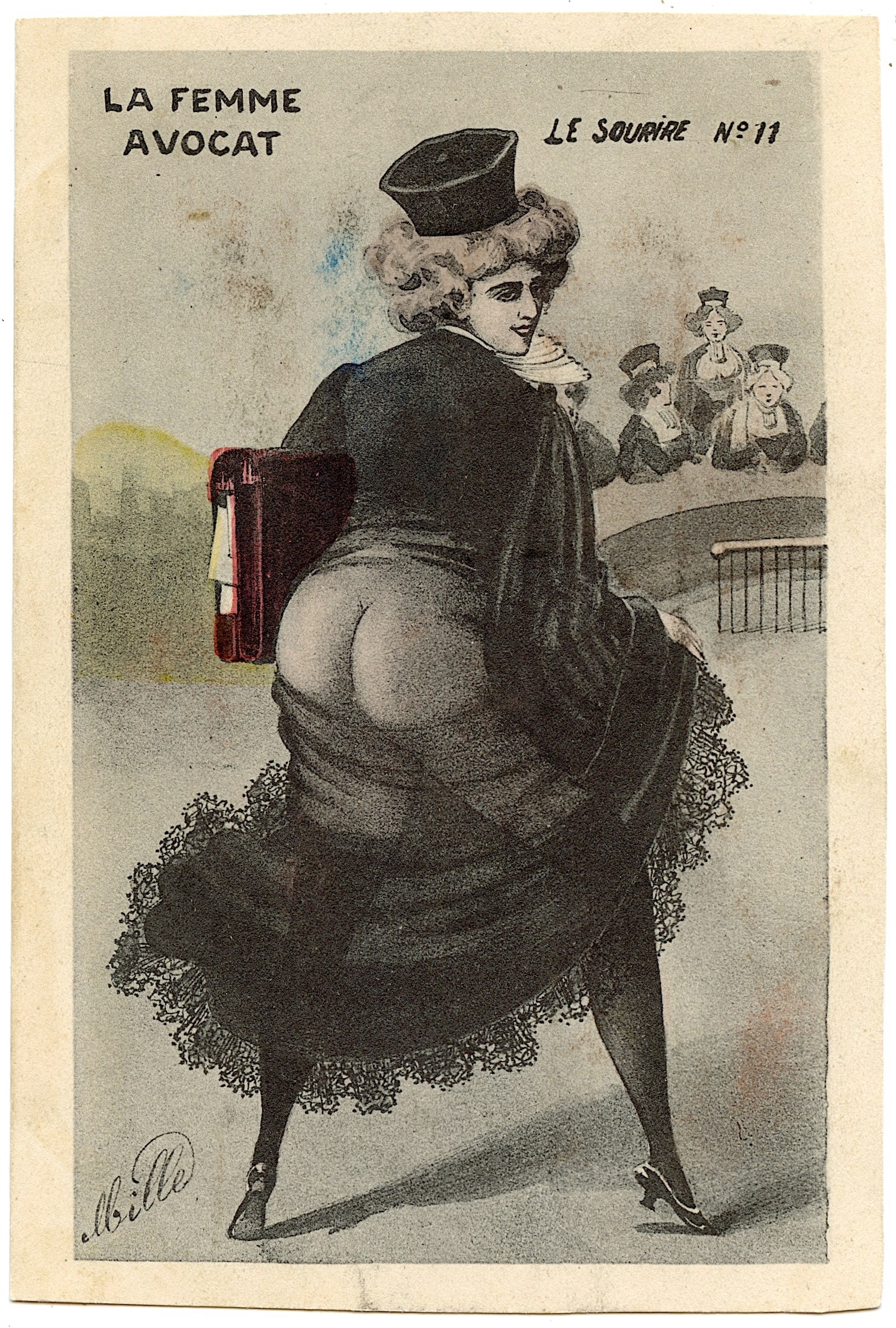 Antique Vintage Original Postcard Erotic Illustration: The dimensions of an antique postcard are Approx. 5.5"x 3.5" (small variances can occur).