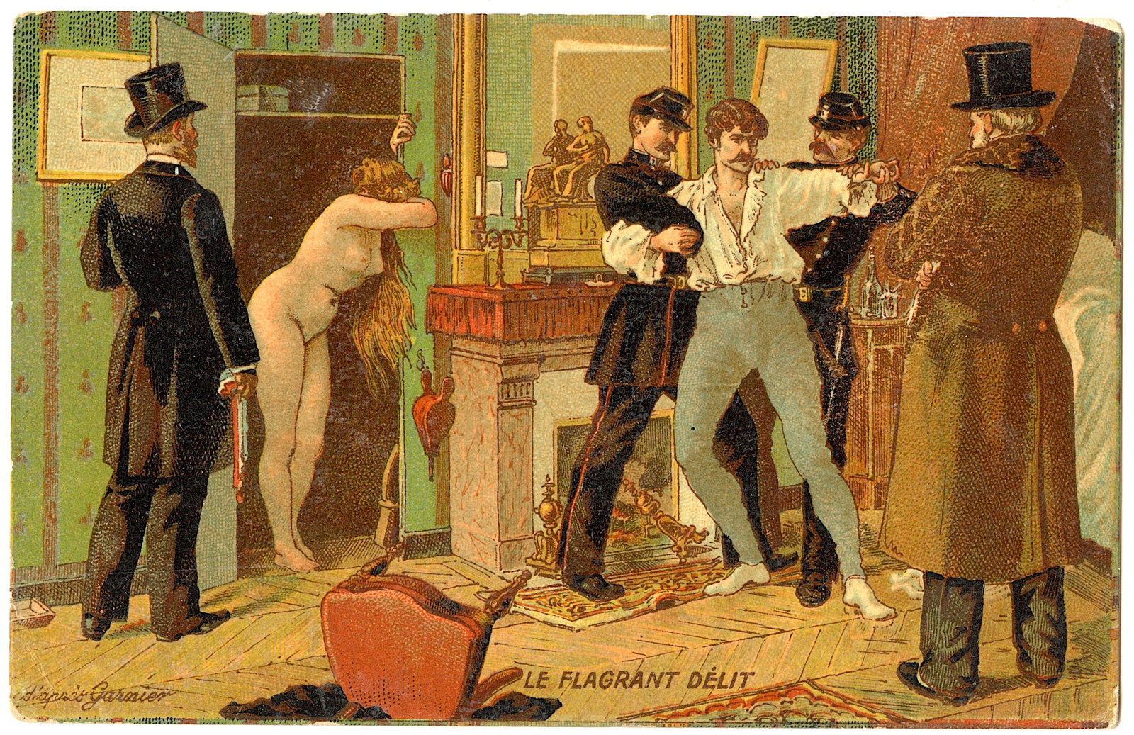 Antique Vintage Original Postcard Erotic Illustration: The dimensions of an antique postcard are Approx. 5.5"x 3.5" (small variances can occur).