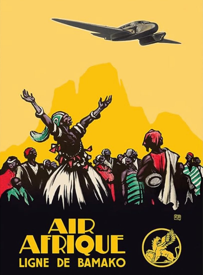 Air Afrique Airline Travle Poster Ca. 1925 (1 of 4)