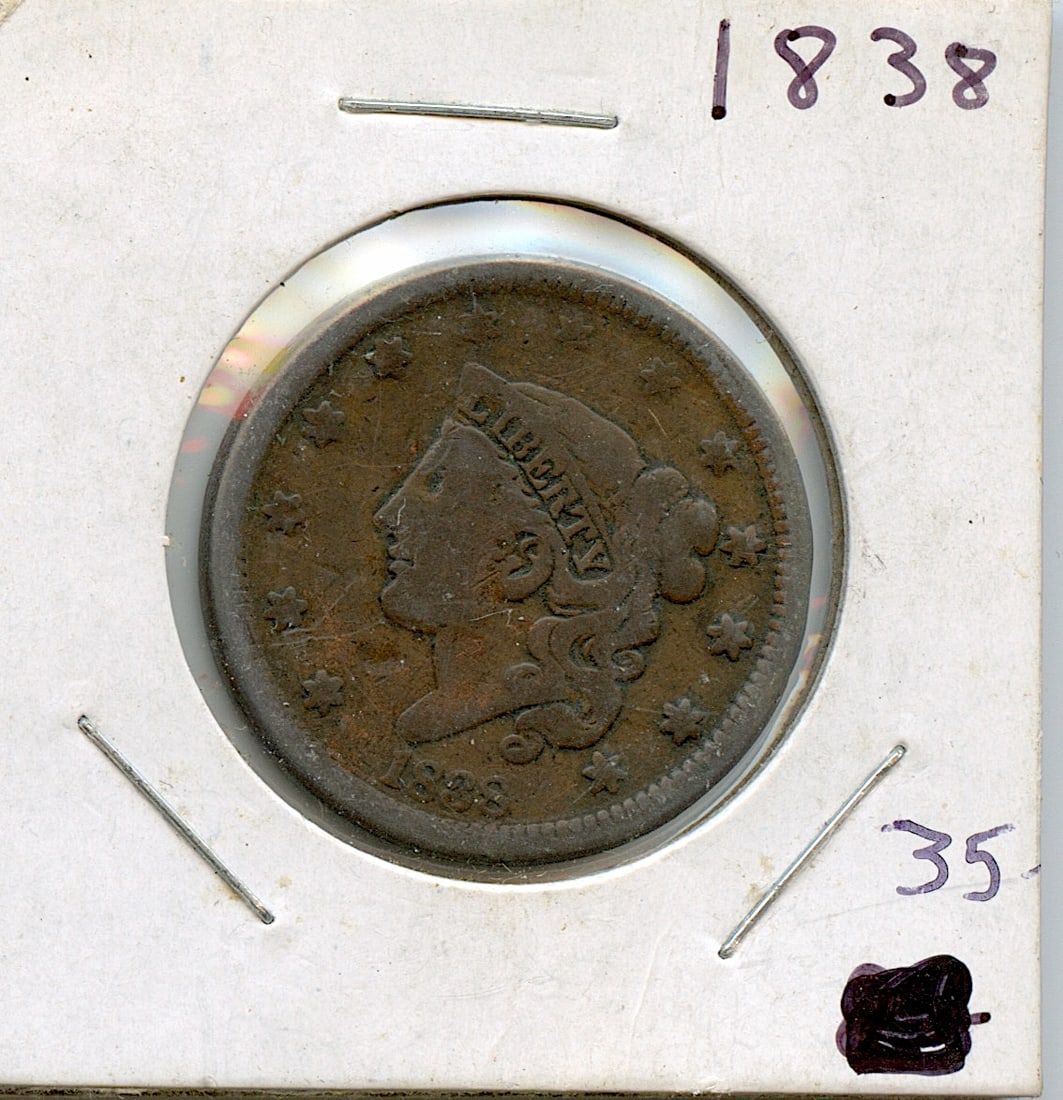 Collectors Circulated US Coin One Cent 1838 (1 of 2)