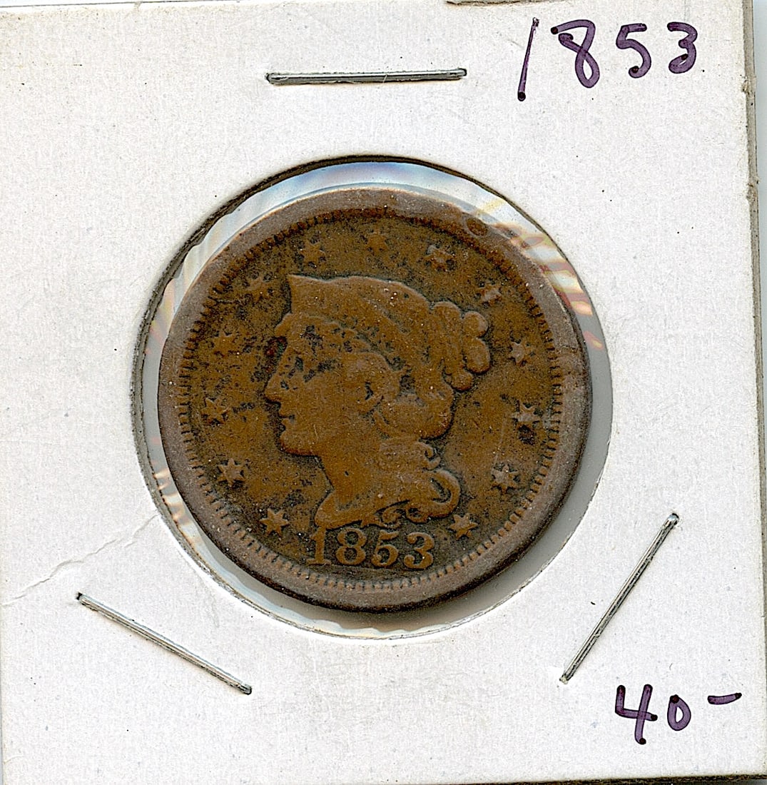 Collectors Circulated US Coin One Cent 1853 (1 of 2)