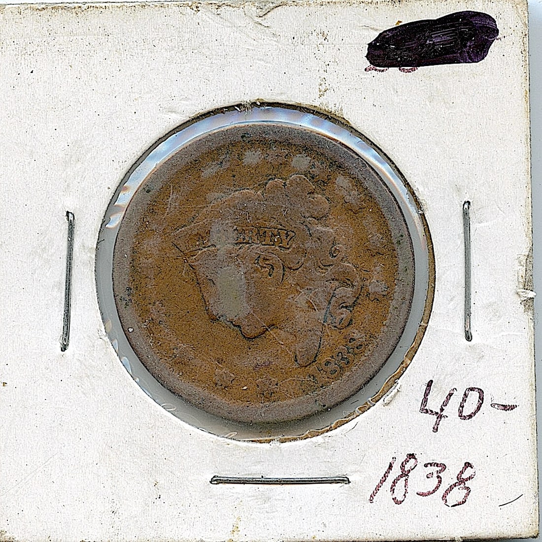 Collectors Circulated US Coin one Cent 1838 (1 of 2)