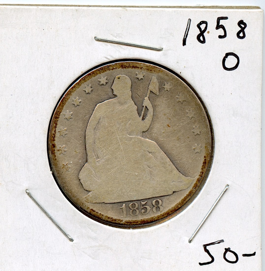 Collectors Circulated US Coin Half Dollar 1858 O (1 of 2)