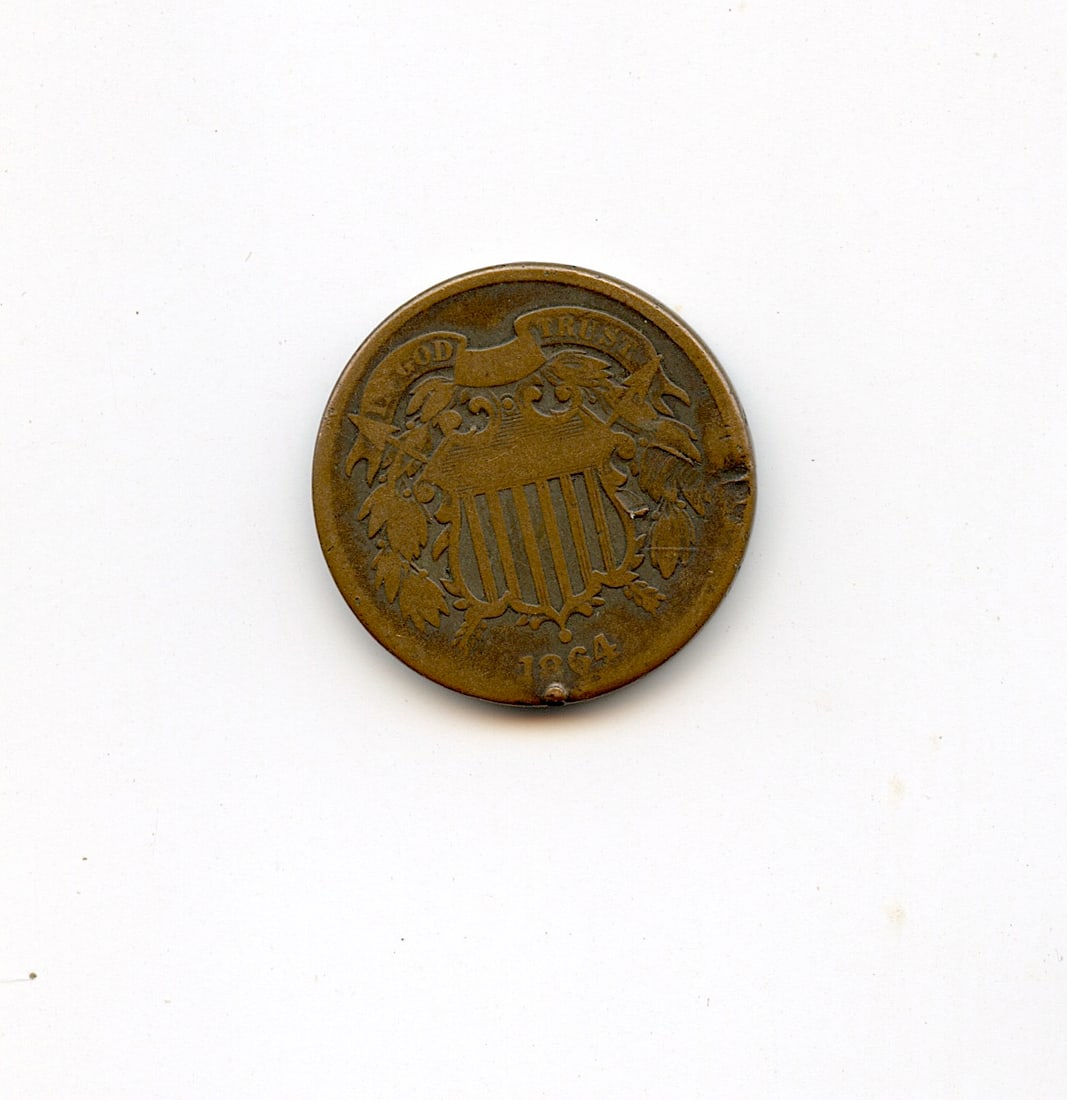 Scarce Antique US ERROR Coin Collectors Two Cents 1864 (1 of 2)