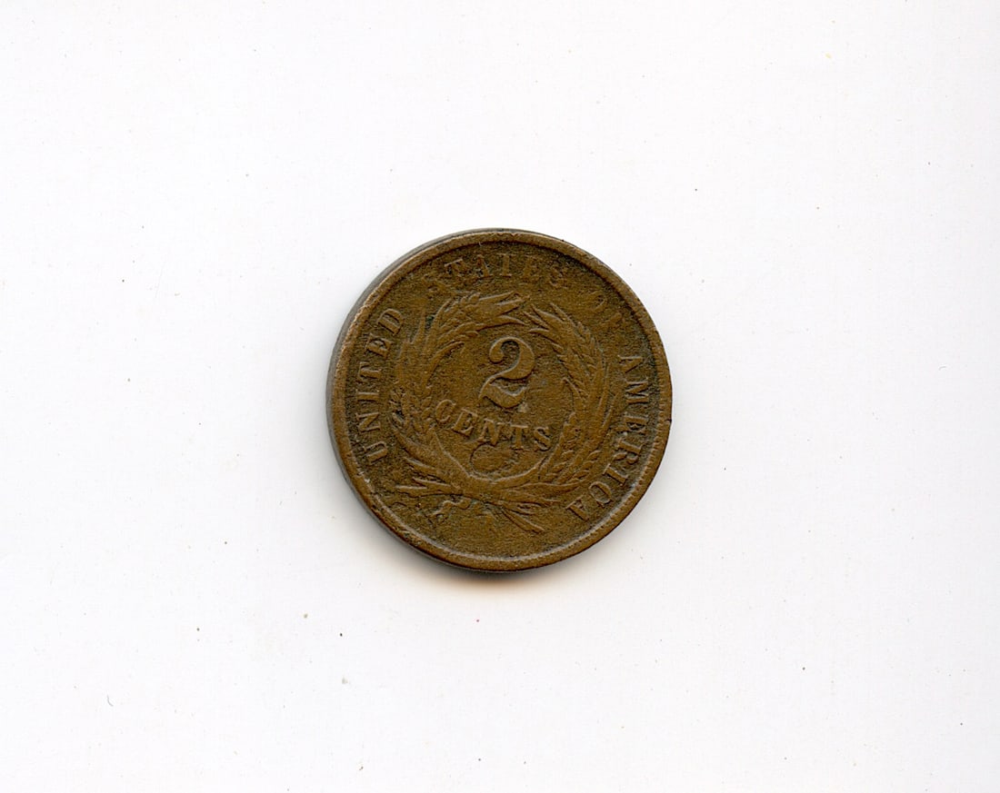 Scarce Antique US Coin Collectors Two Cents 1864 (1 of 2)