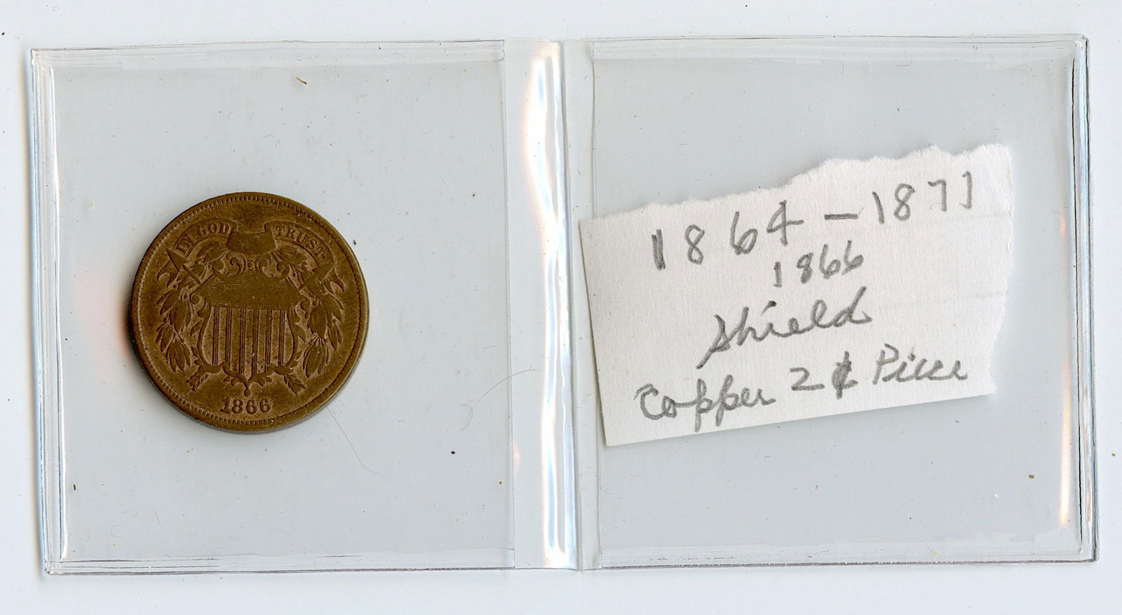 Scarce Antique US Coin Collectors Two Cents 1866 (1 of 2)