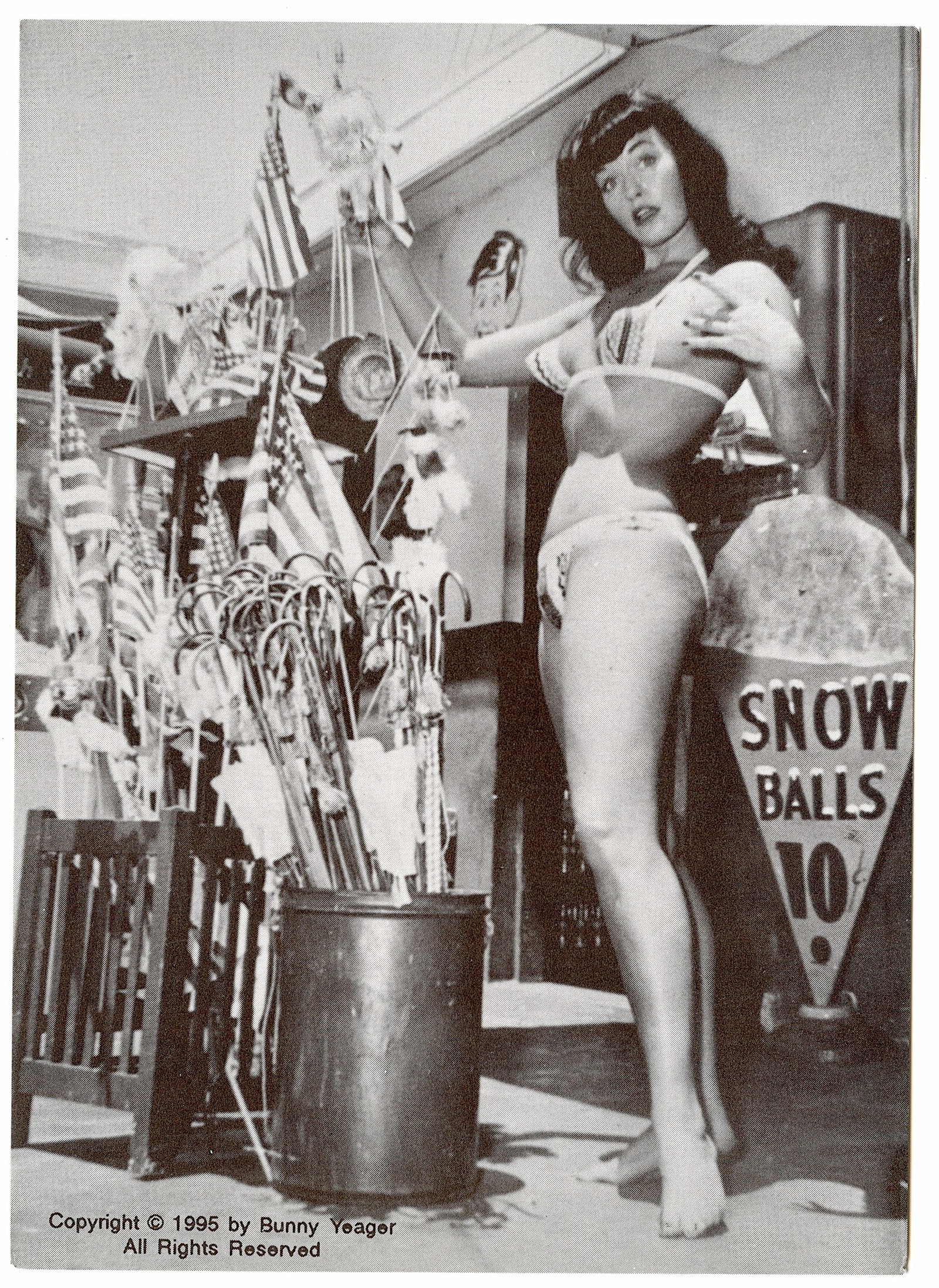 Scarce Original (No Repro.) BUNNY YEAGER Pin Up Postcard: This lot is coming from Bunny Yeager's estate/archives. Linnea Eleanor "Bunny" Yeager (March 13, 1929 - May 24, 2014) was an American photographer and pin-up model. She met Bettie Page in 1954, and to