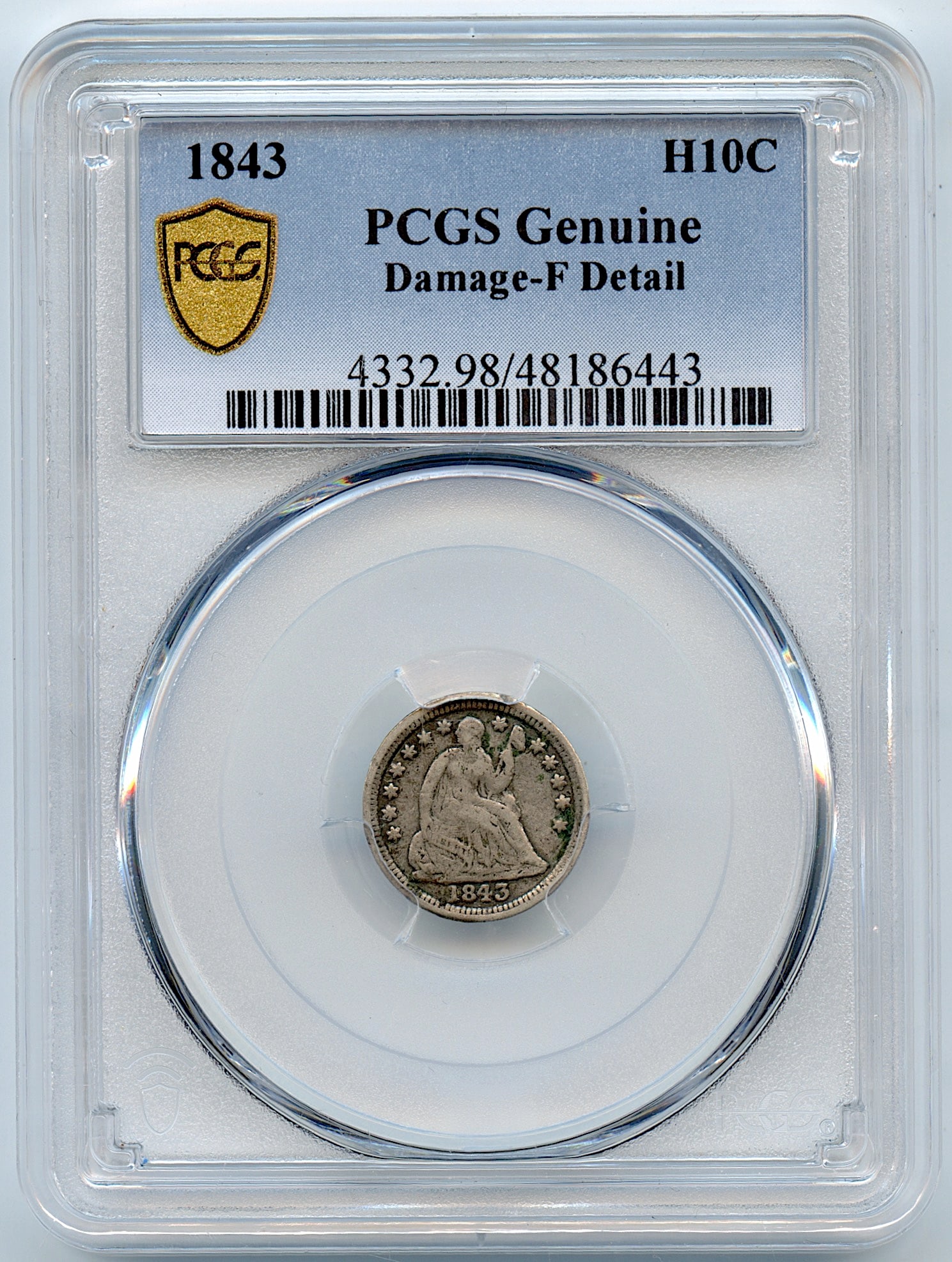Grading PCGS Coin 1843 Half Dime (1 of 2)