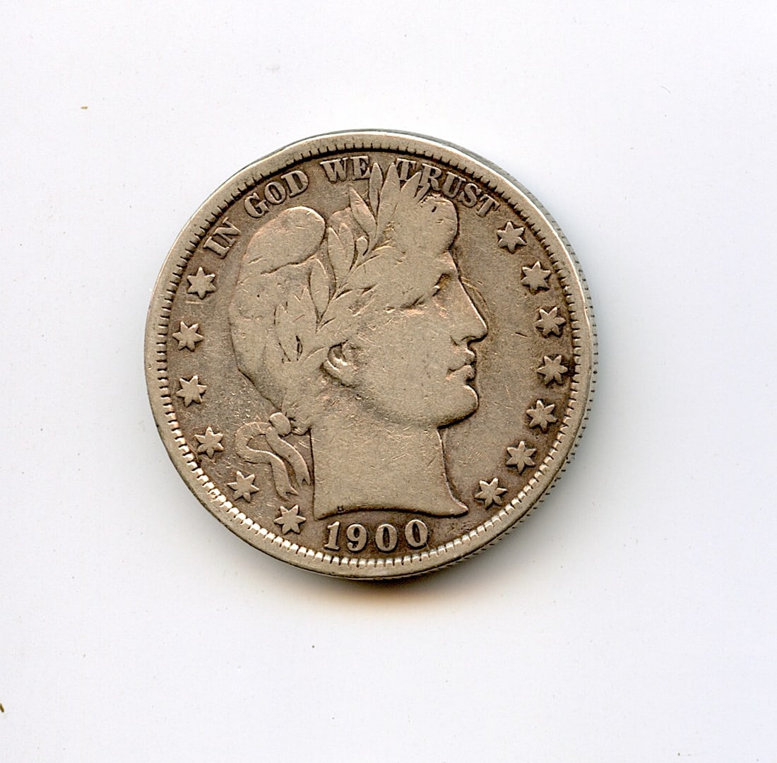 1900 Silver Barber Half Dollar Coin (1 of 2)