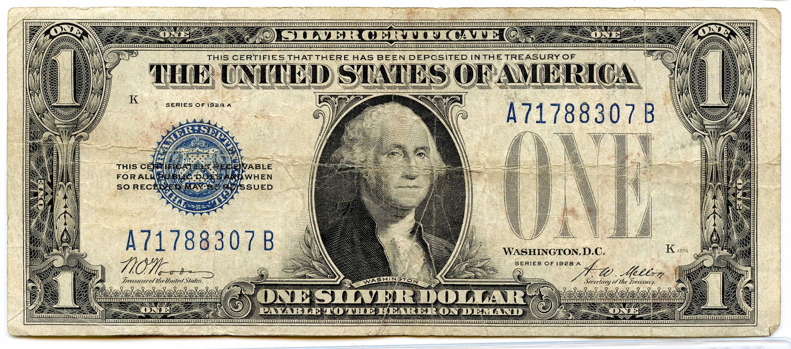 1928 $1 Dollar Silver Certificate Blue Seal (1 of 2)
