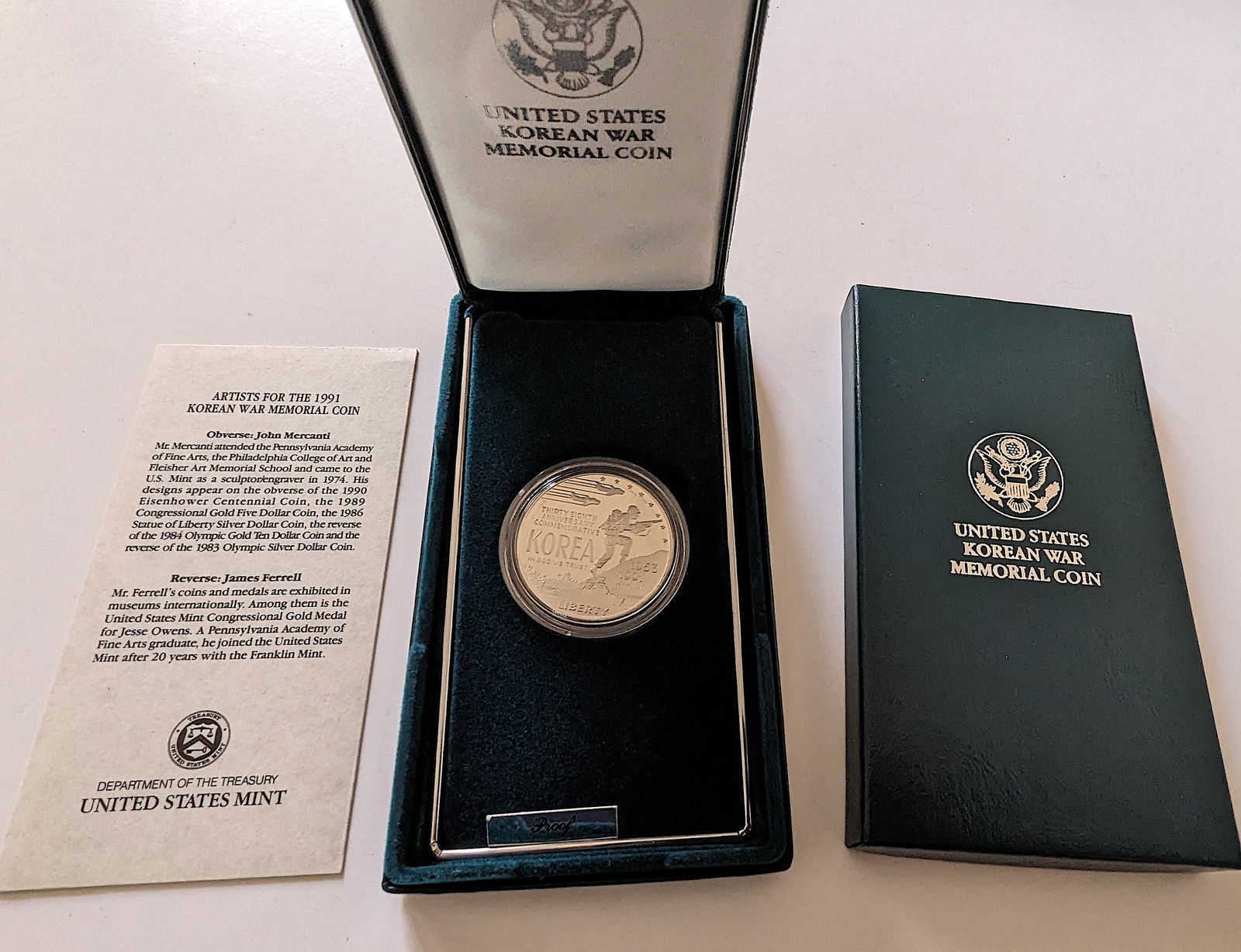 1991 United States Korean War Memorial Silver Dollar Coin (1 of 3)