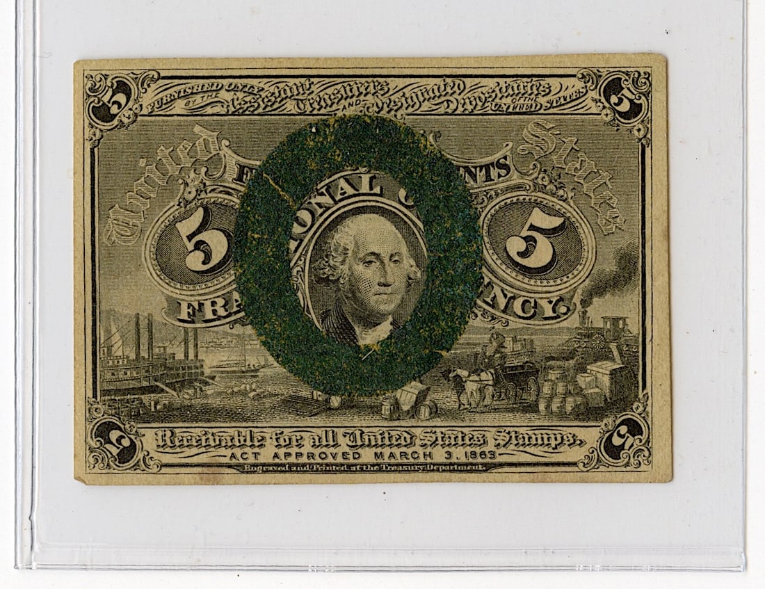 5 FIVE CENTS SECOND ISSUE FRACTIONAL CURRENCY NOTE (1 of 2)